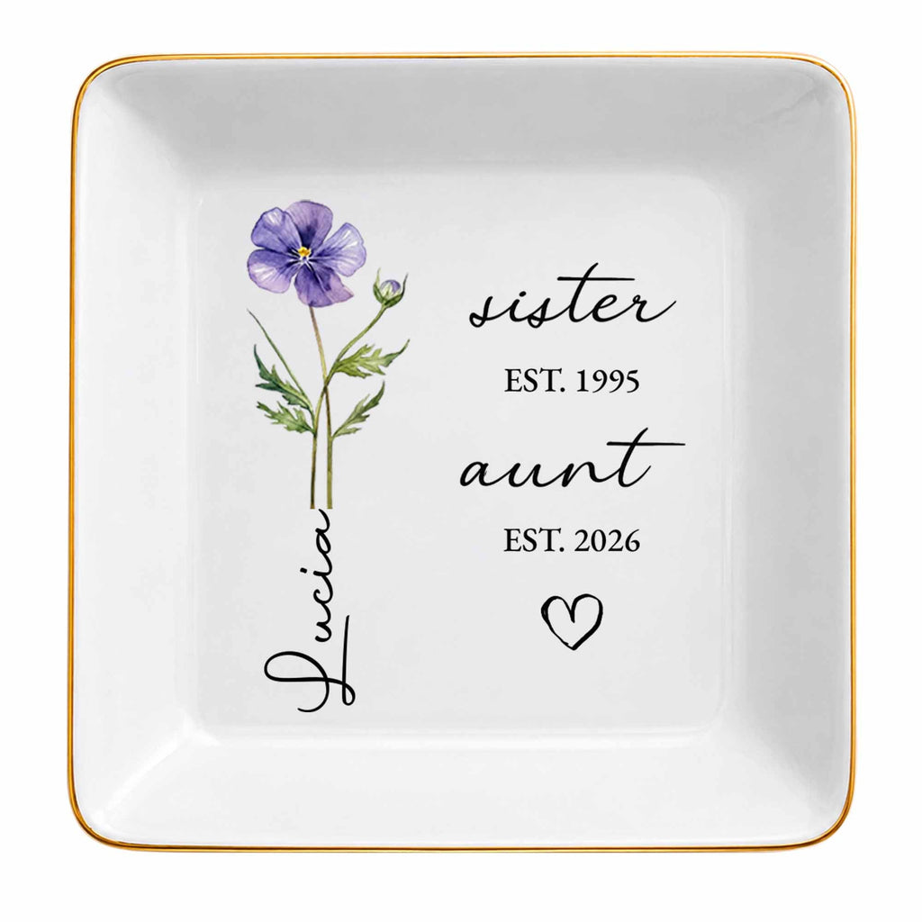 Personalized Flower Jewelry Dish Custom Name Gift for Aunt Jewelry Dish GradoCreations