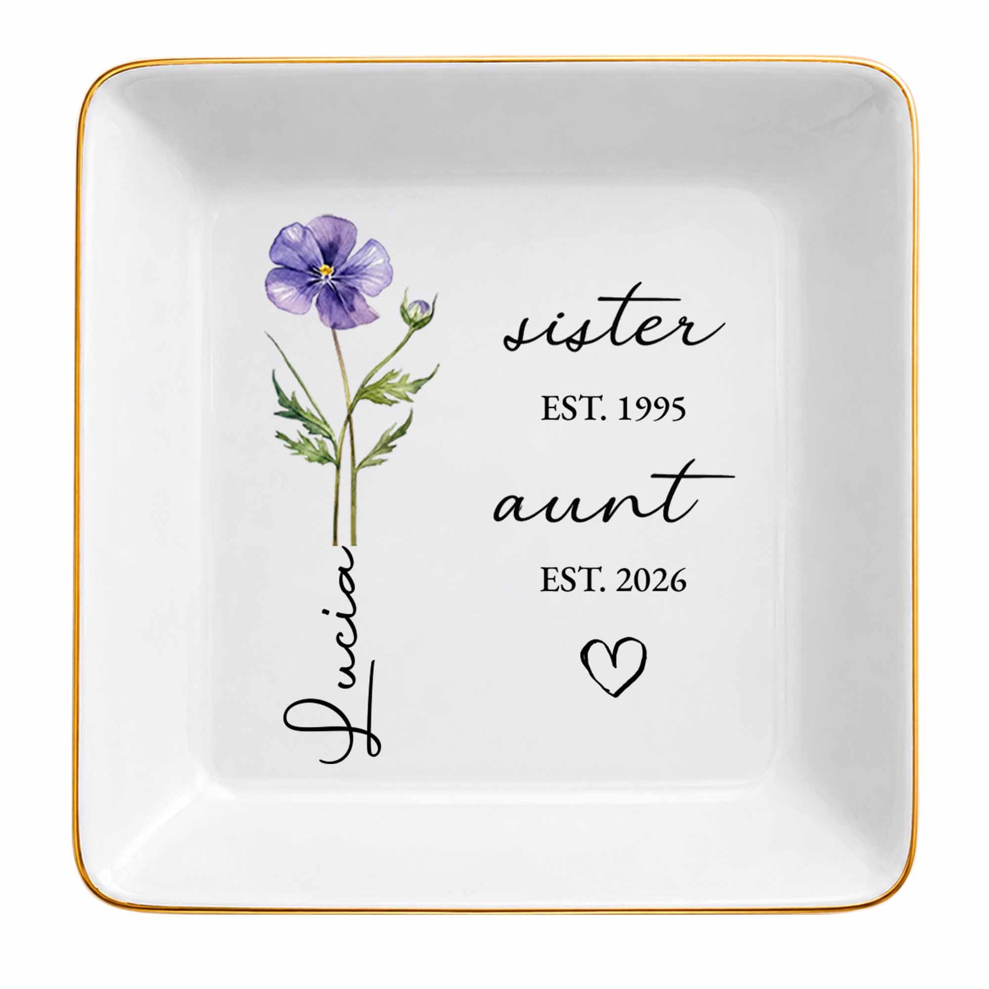 Personalized Flower Jewelry Dish Custom Name Gift for Aunt Jewelry Dish GradoCreations