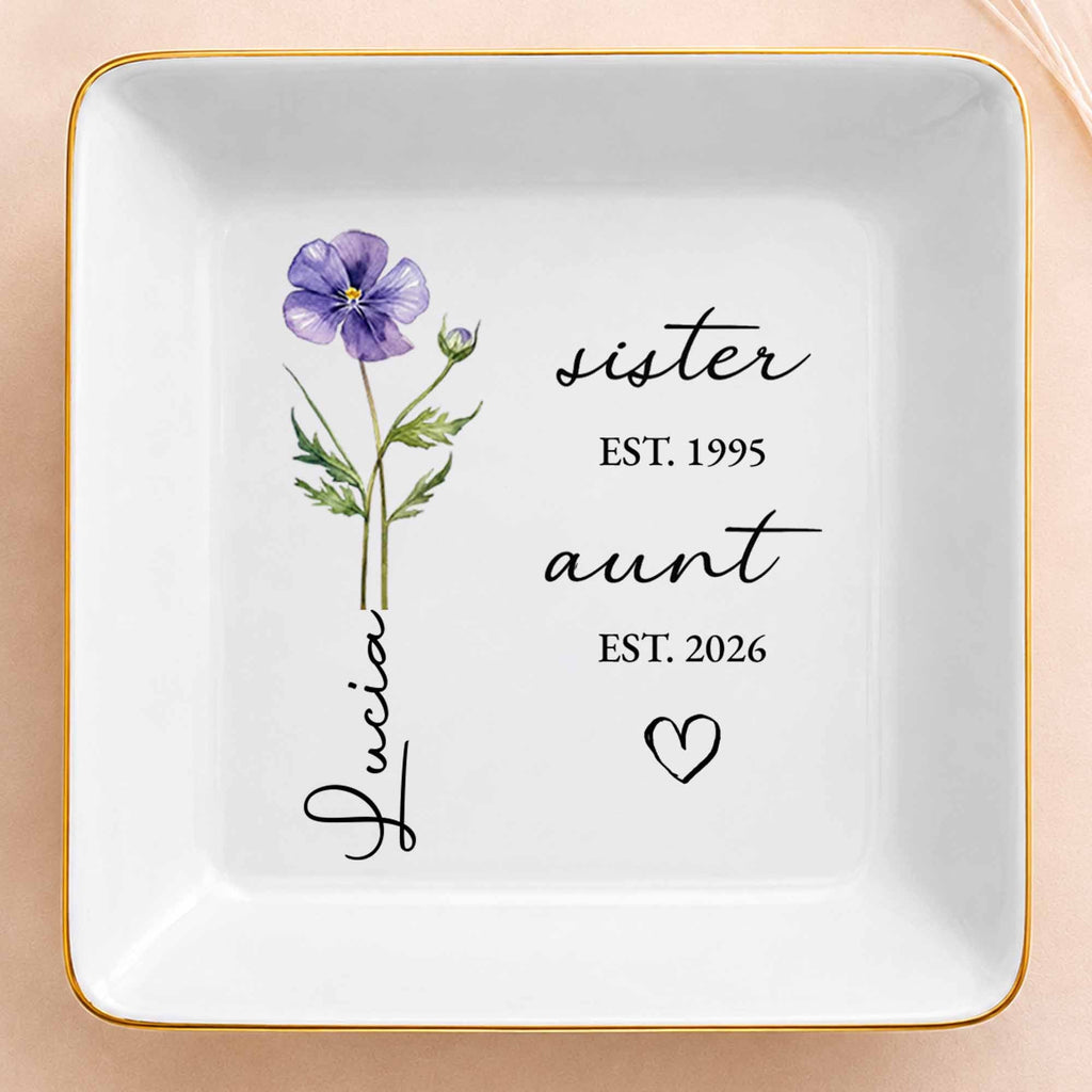 Personalized Flower Jewelry Dish Custom Name Gift for Aunt Jewelry Dish GradoCreations