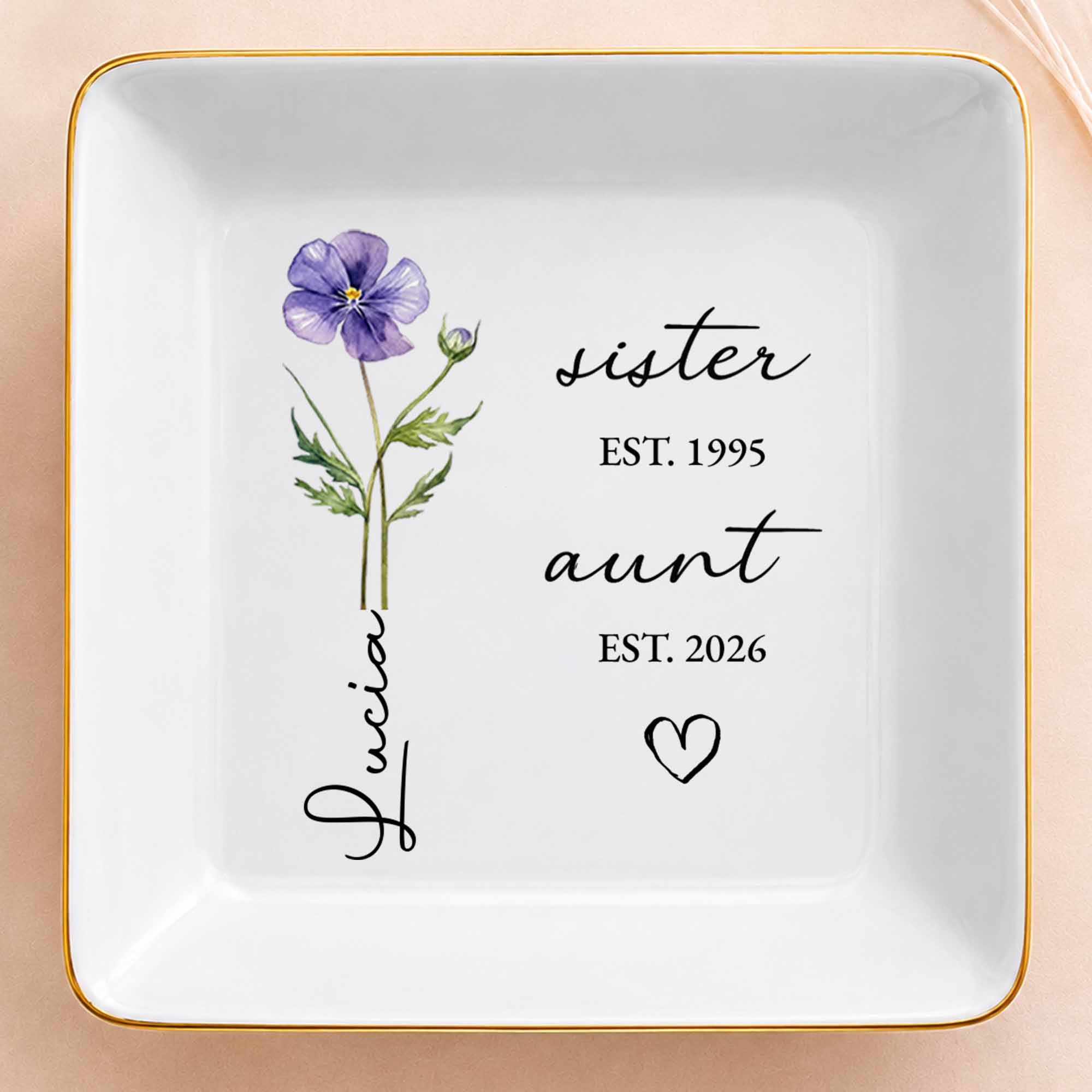 Personalized Flower Jewelry Dish Custom Name Gift for Aunt Jewelry Dish GradoCreations