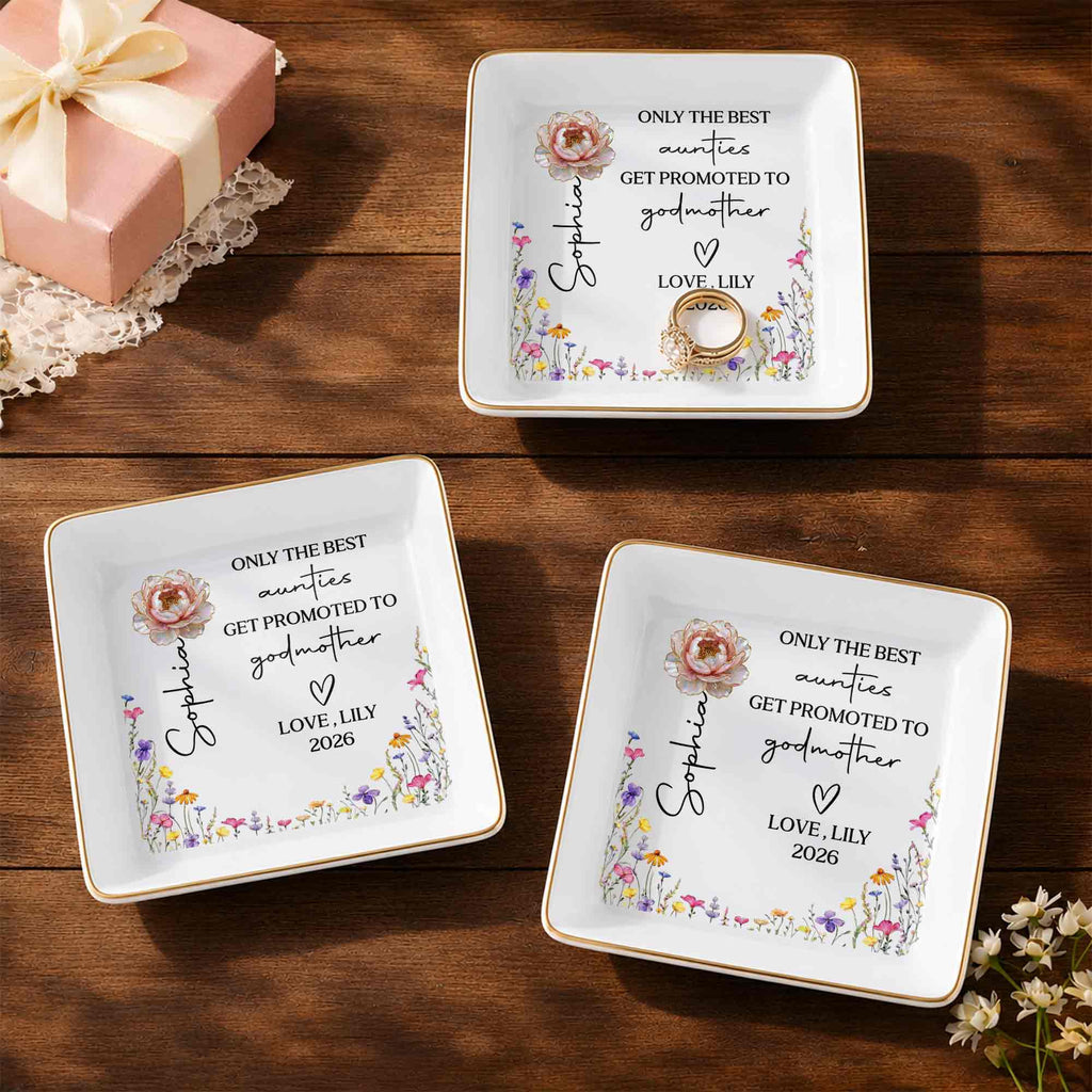 Personalized Ceramic Jewelry Dish Best Aunt Gift for Godmother Jewelry Dish GradoCreations
