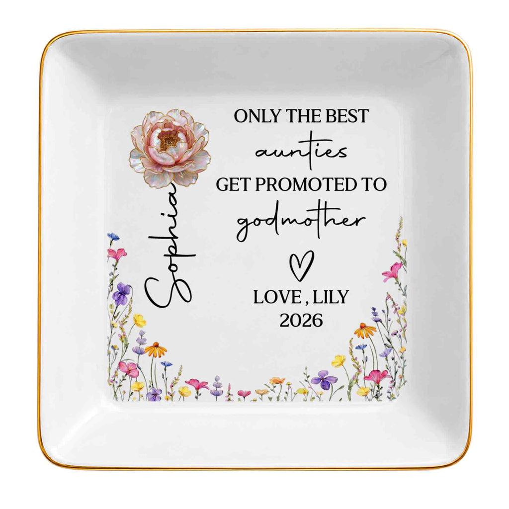 Personalized Ceramic Jewelry Dish Best Aunt Gift for Godmother Jewelry Dish GradoCreations