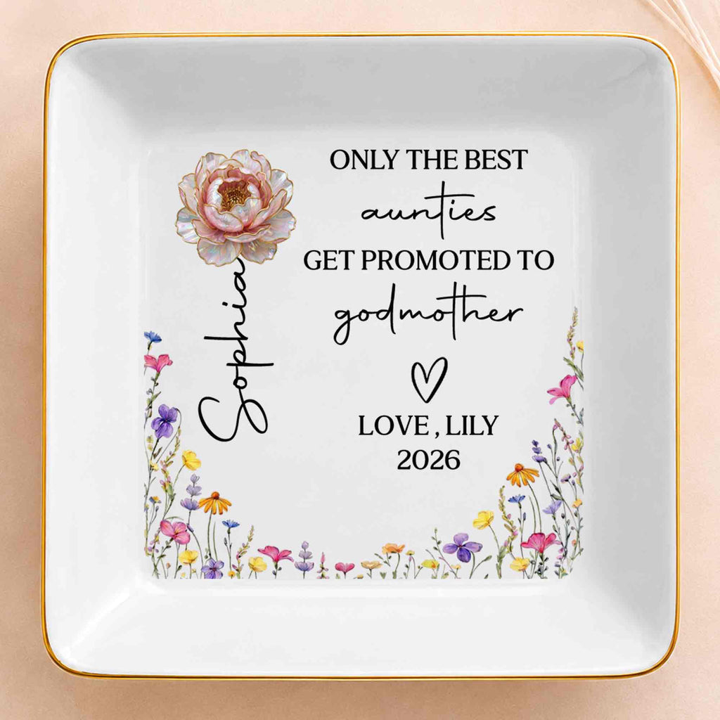 Personalized Ceramic Jewelry Dish Best Aunt Gift for Godmother Jewelry Dish GradoCreations