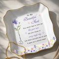 Personalized Lace Jewelry Dish Custom Aunt Gift for Birthday Lace Square Jewelry Dish GradoCreations