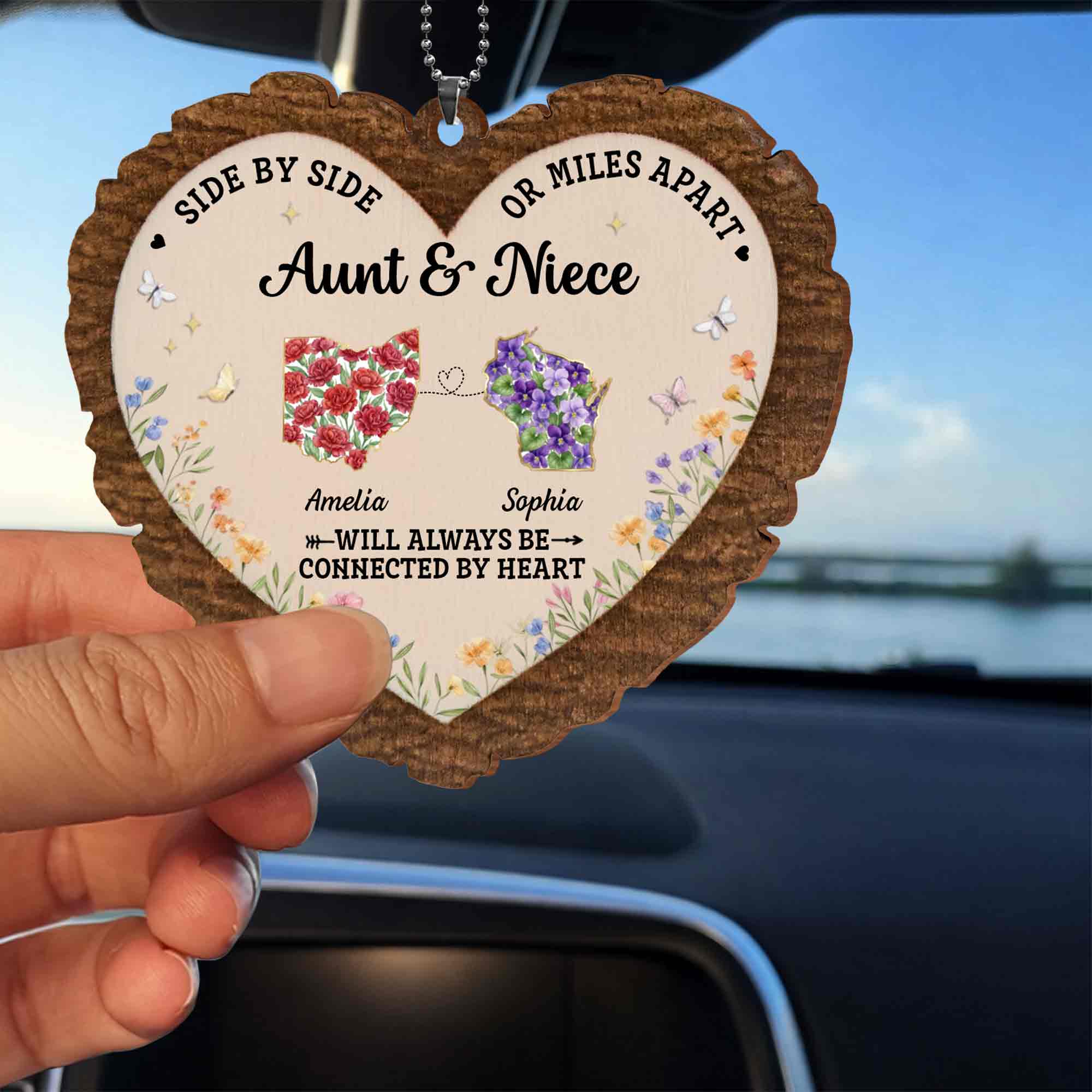Personalized Wood Ornament for Aunt Niece Gift Car Decor Wood Ornament GradoCreations