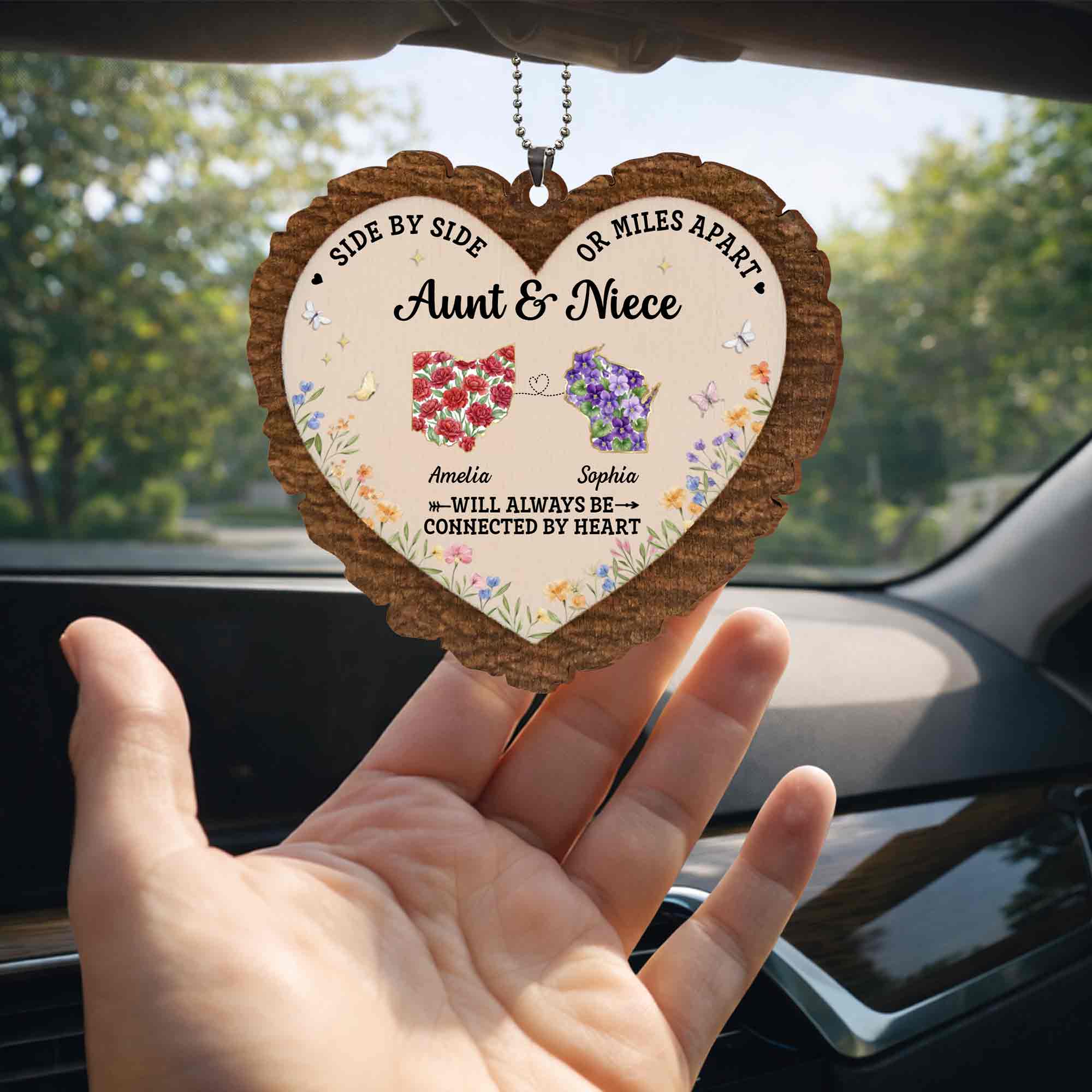 Personalized Wood Ornament for Aunt Niece Gift Car Decor Wood Ornament GradoCreations