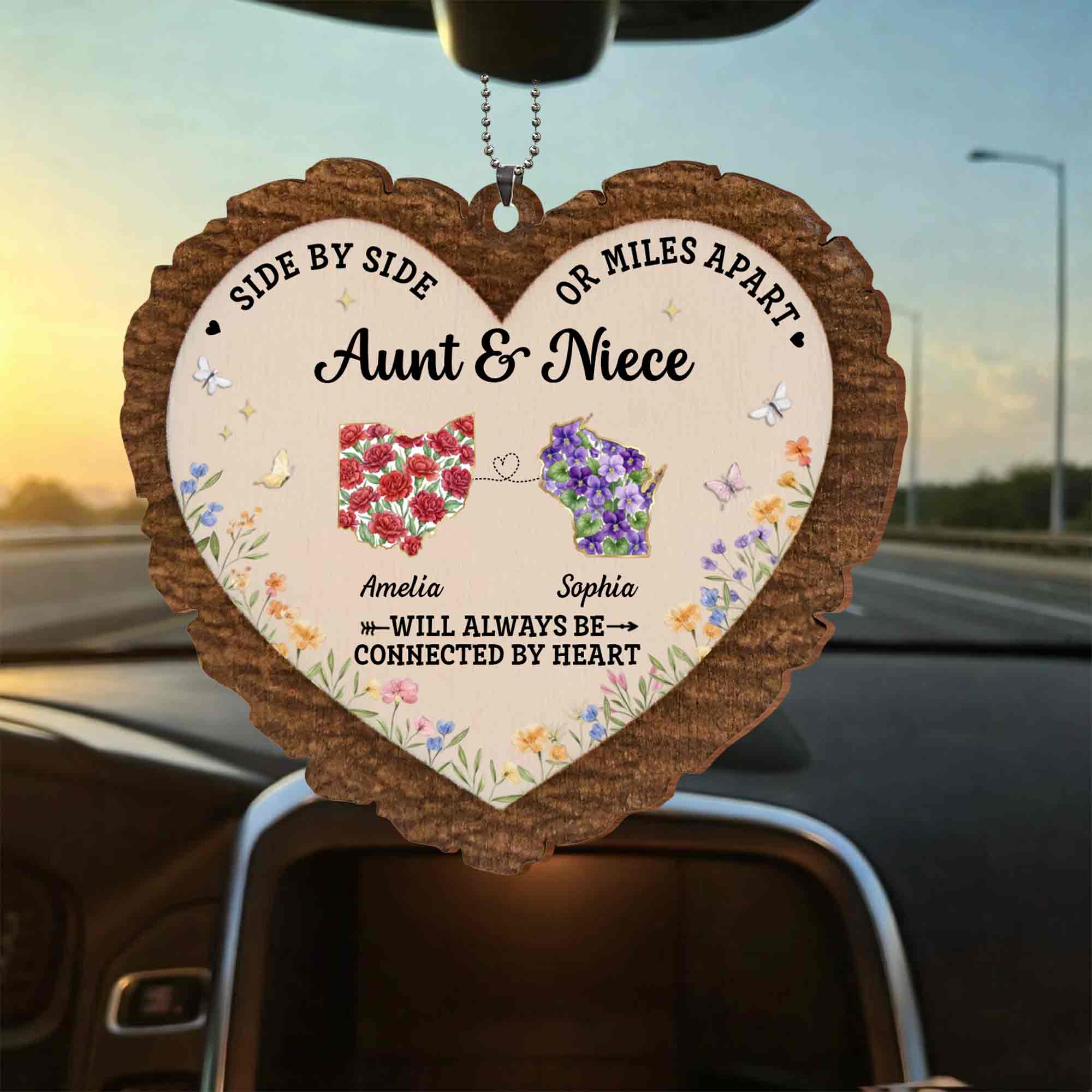 Personalized Wood Ornament for Aunt Niece Gift Car Decor Wood Ornament GradoCreations