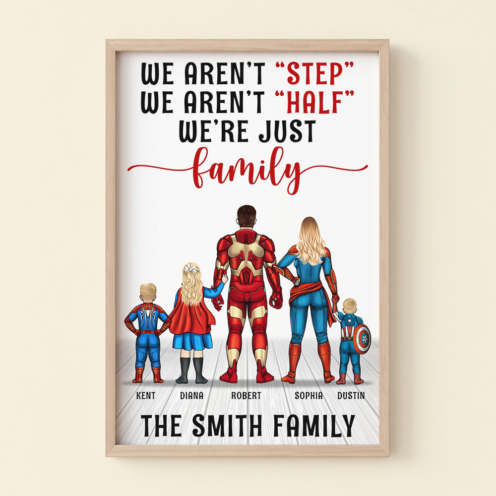 Personalized Super Hero Family Canvas Print Gift for Stepdad