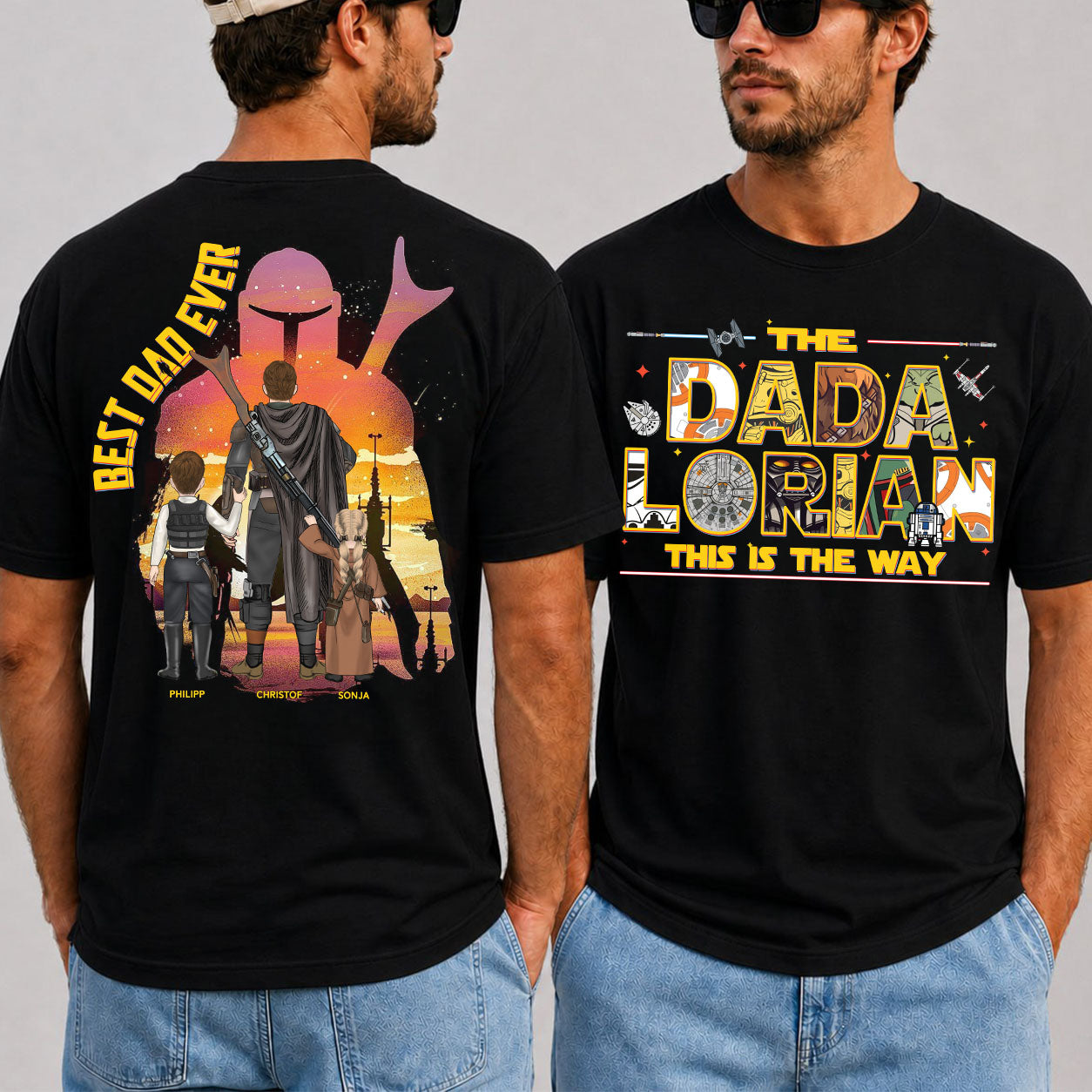 Personalized DADalorian T-Shirt Best Dad Ever Gift for Father's Day