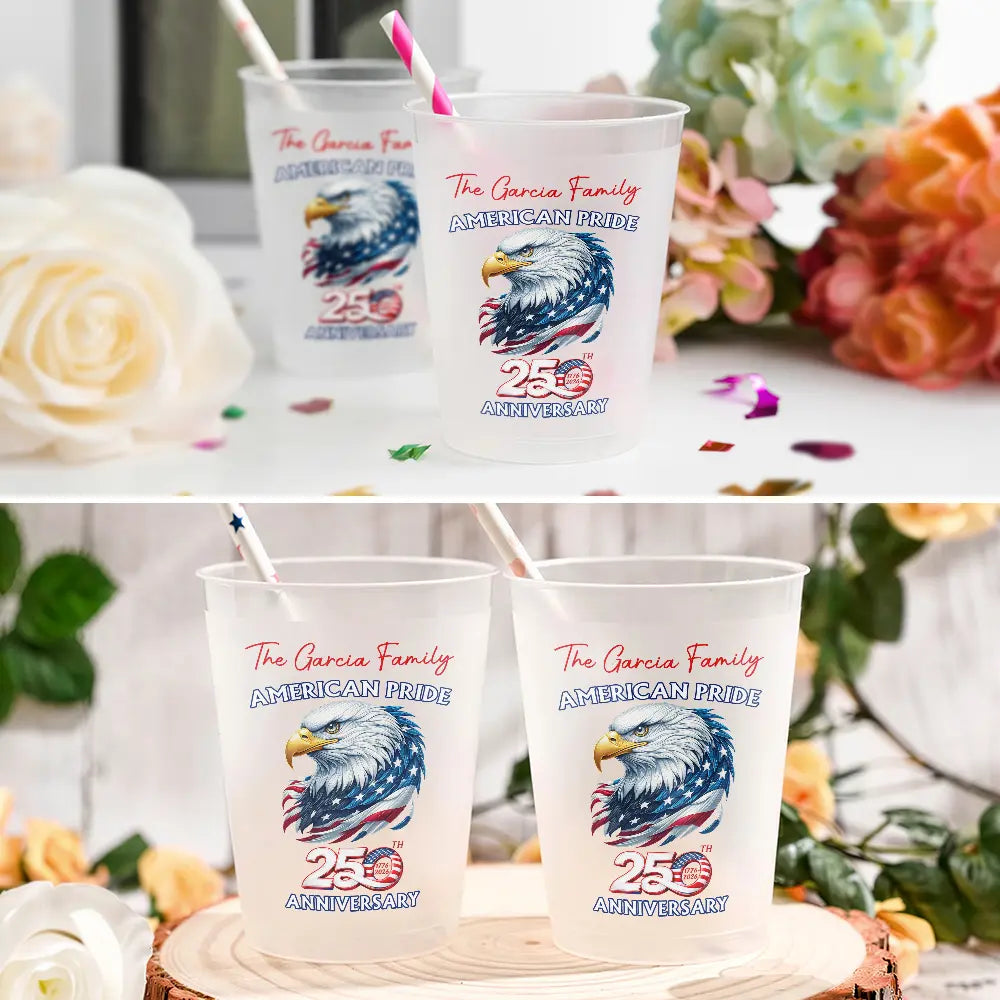 Personalized Frosted Cups American Pride Eagle Gift for Family