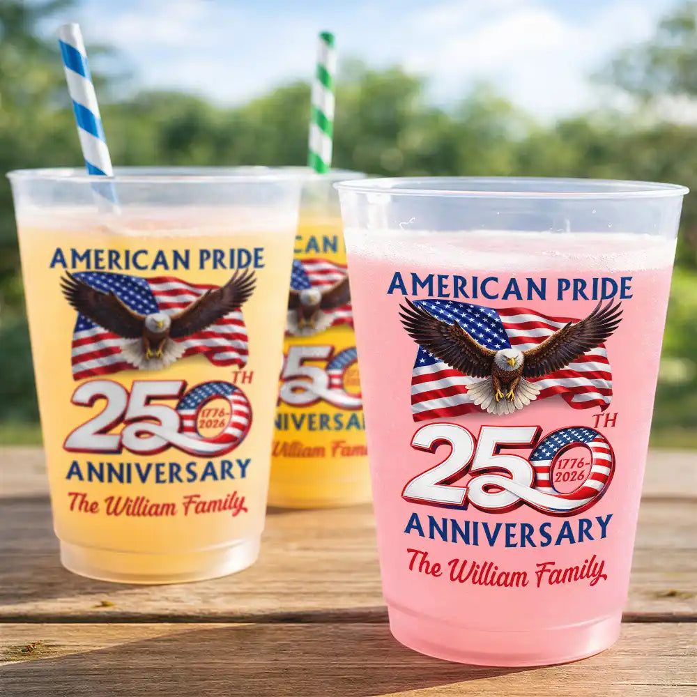 Personalized Frosted Cups America 250th Anniversary Patriotic Gift for Family