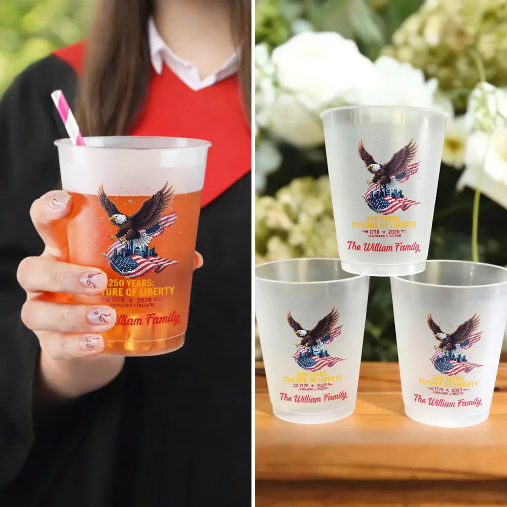 Personalized Frosted Cups America 250th Anniversary Patriotic Gift for Family