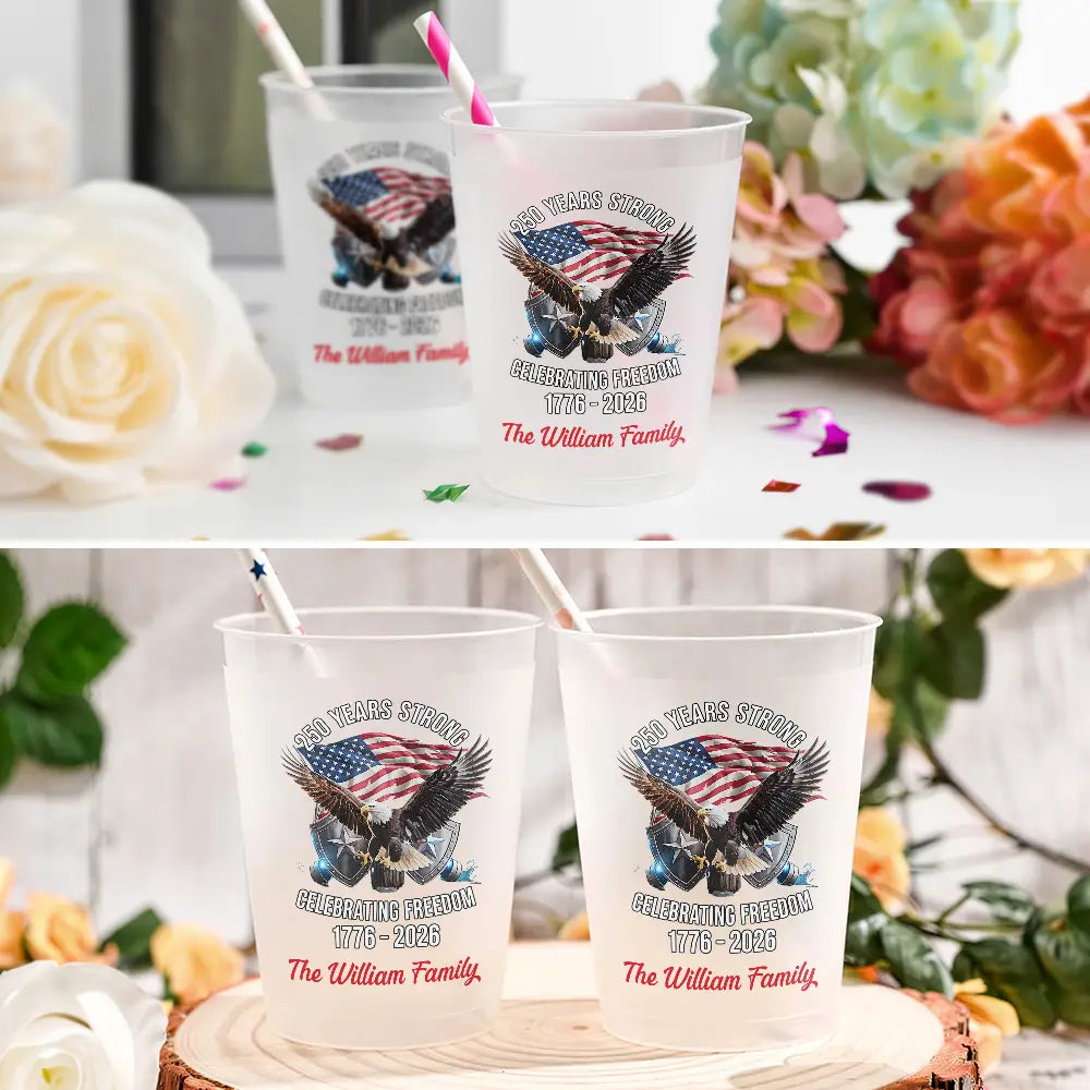 Personalized Frosted Cups America 250th Anniversary Patriotic Gift for Family