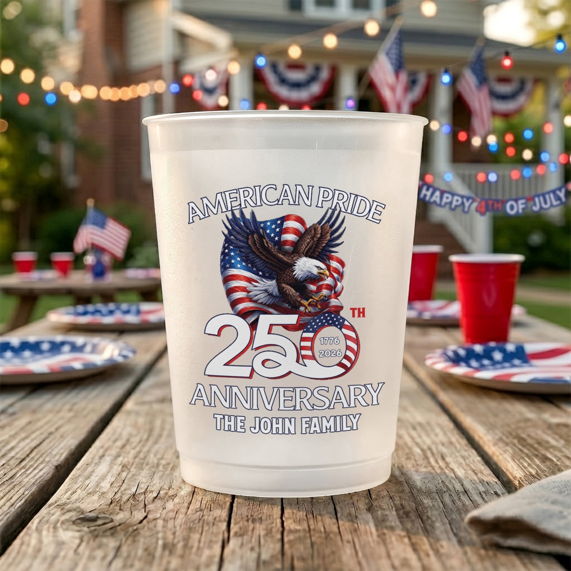 Personalized Frosted Cups for 250th Anniversary Celebration Gift