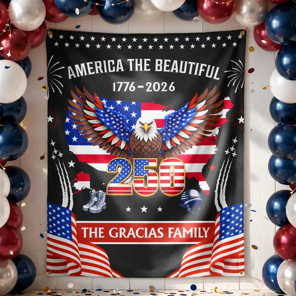 Personalized America The Beautiful Backdrop Custom Family Patriotic Celebration