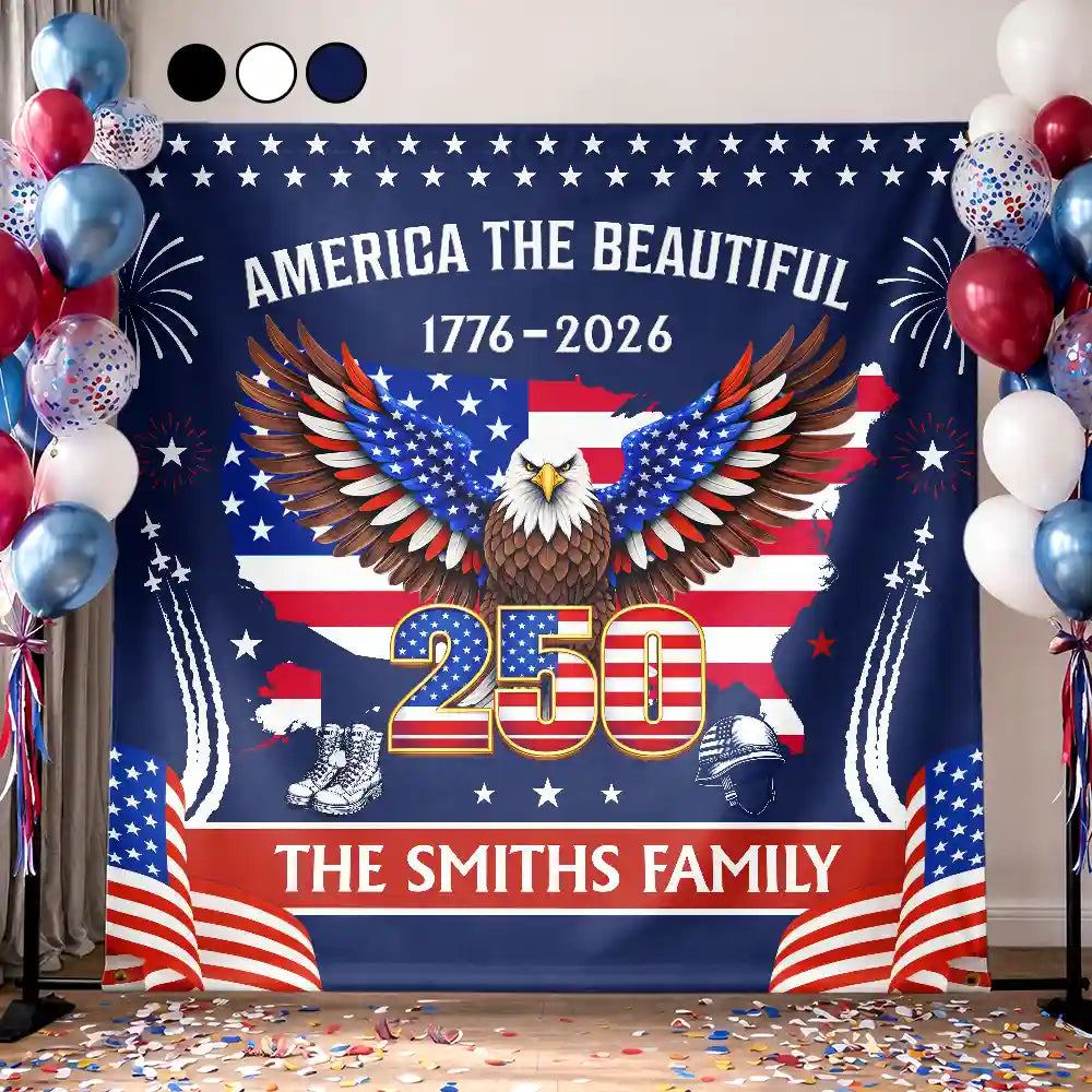Personalized America The Beautiful Backdrop Custom Family Patriotic Celebration