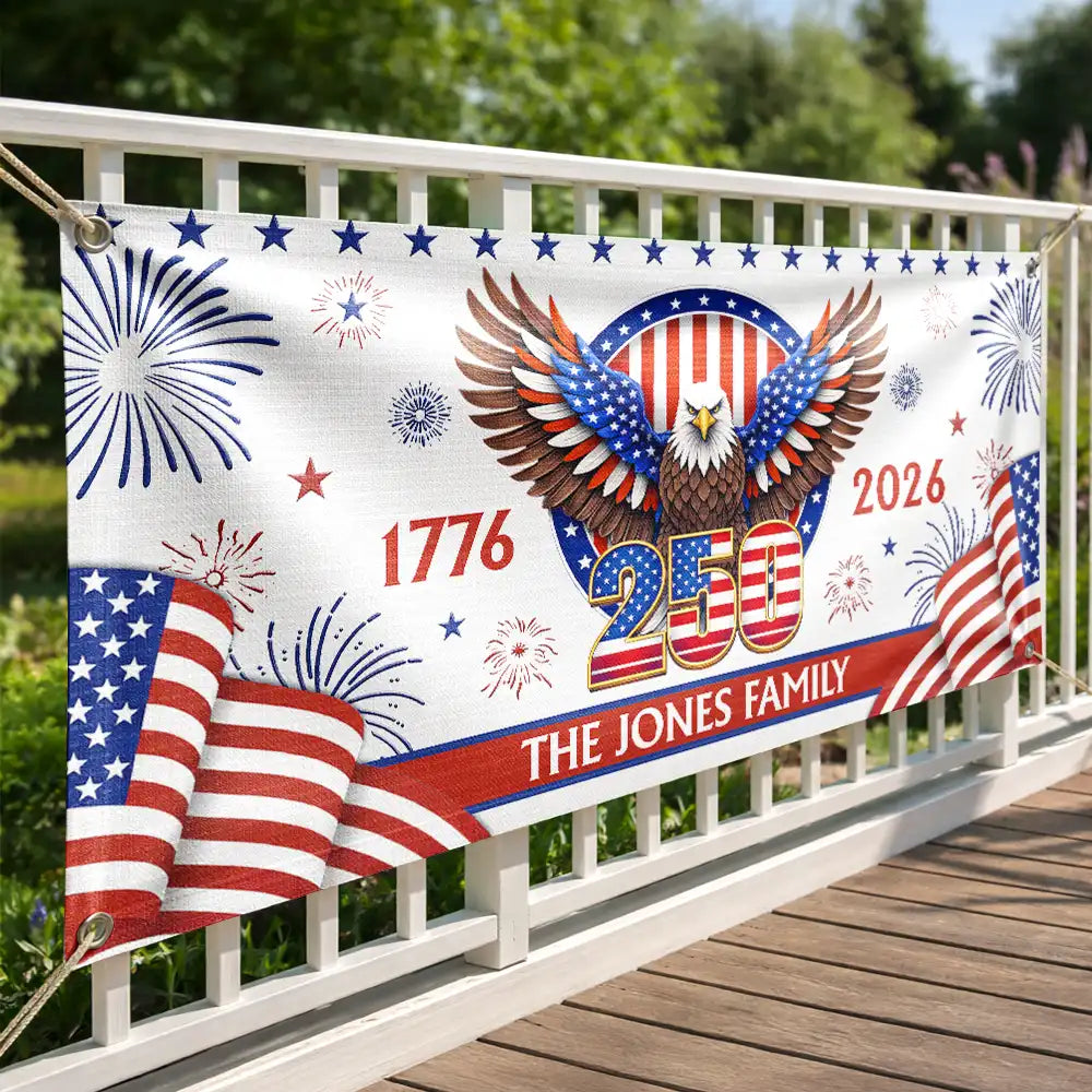 Personalized America 250th Anniversary Horizontal Banner for Family Gatherings