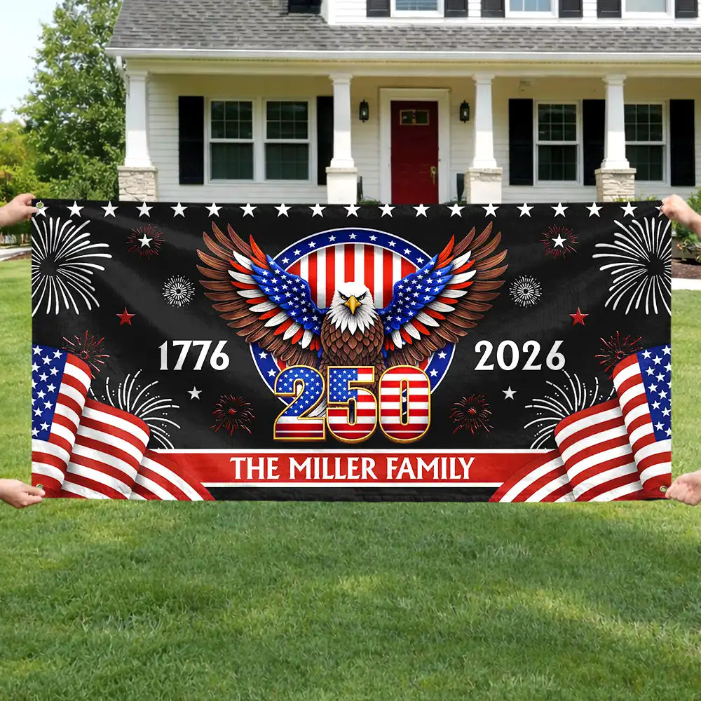 Personalized America 250th Anniversary Horizontal Banner for Family Gatherings