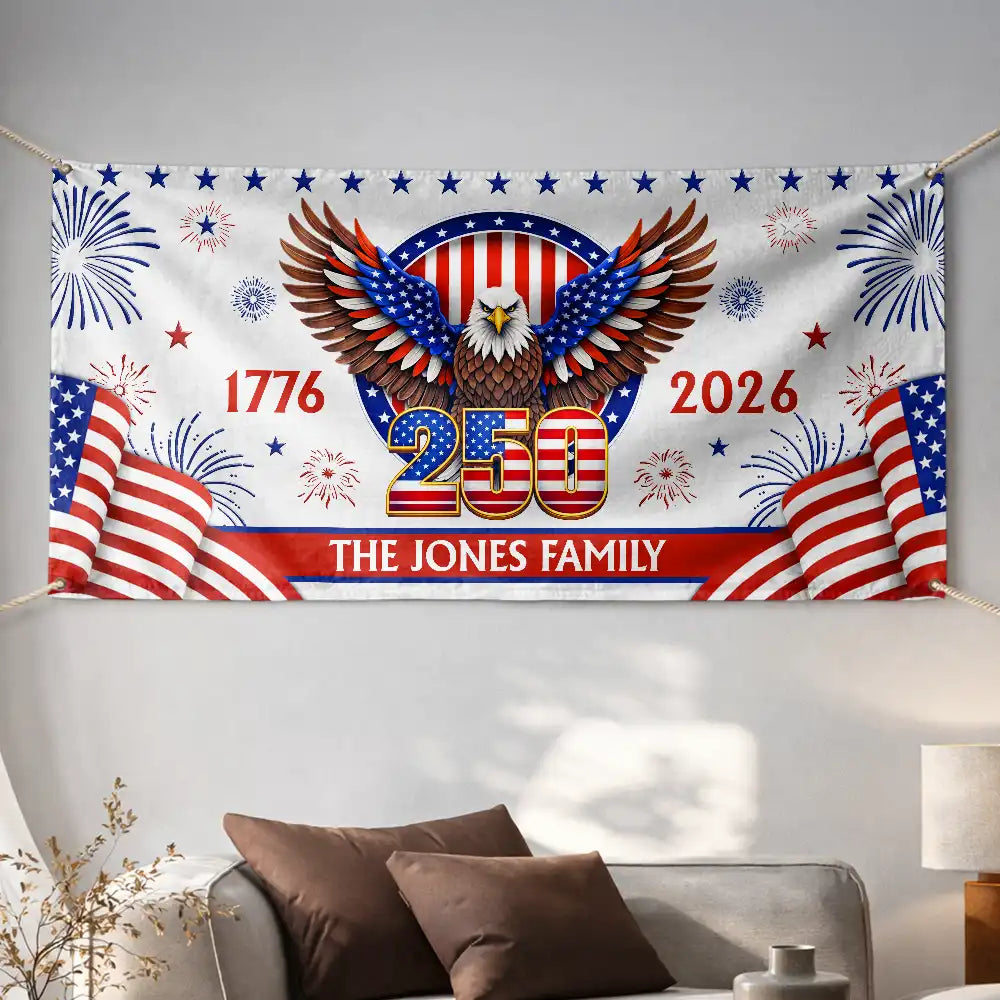 Personalized America 250th Anniversary Horizontal Banner for Family Gatherings