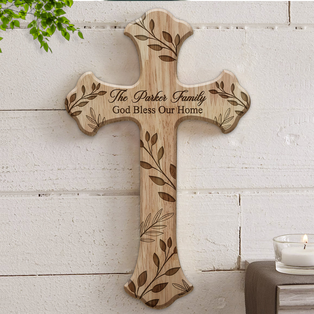 Personalized Family Name Wooden Door Sign God Bless America HN590 - Door Sign GradoCreations