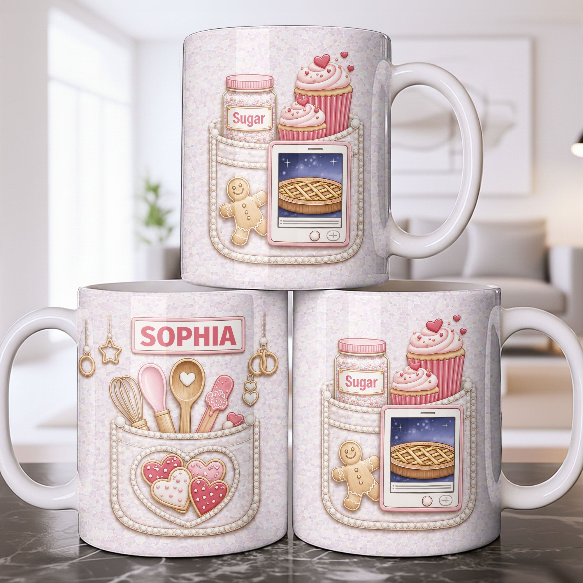 Personalized Baking Mug Custom Name Gift for Bakers Edge-to-edge Mug GradoCreations