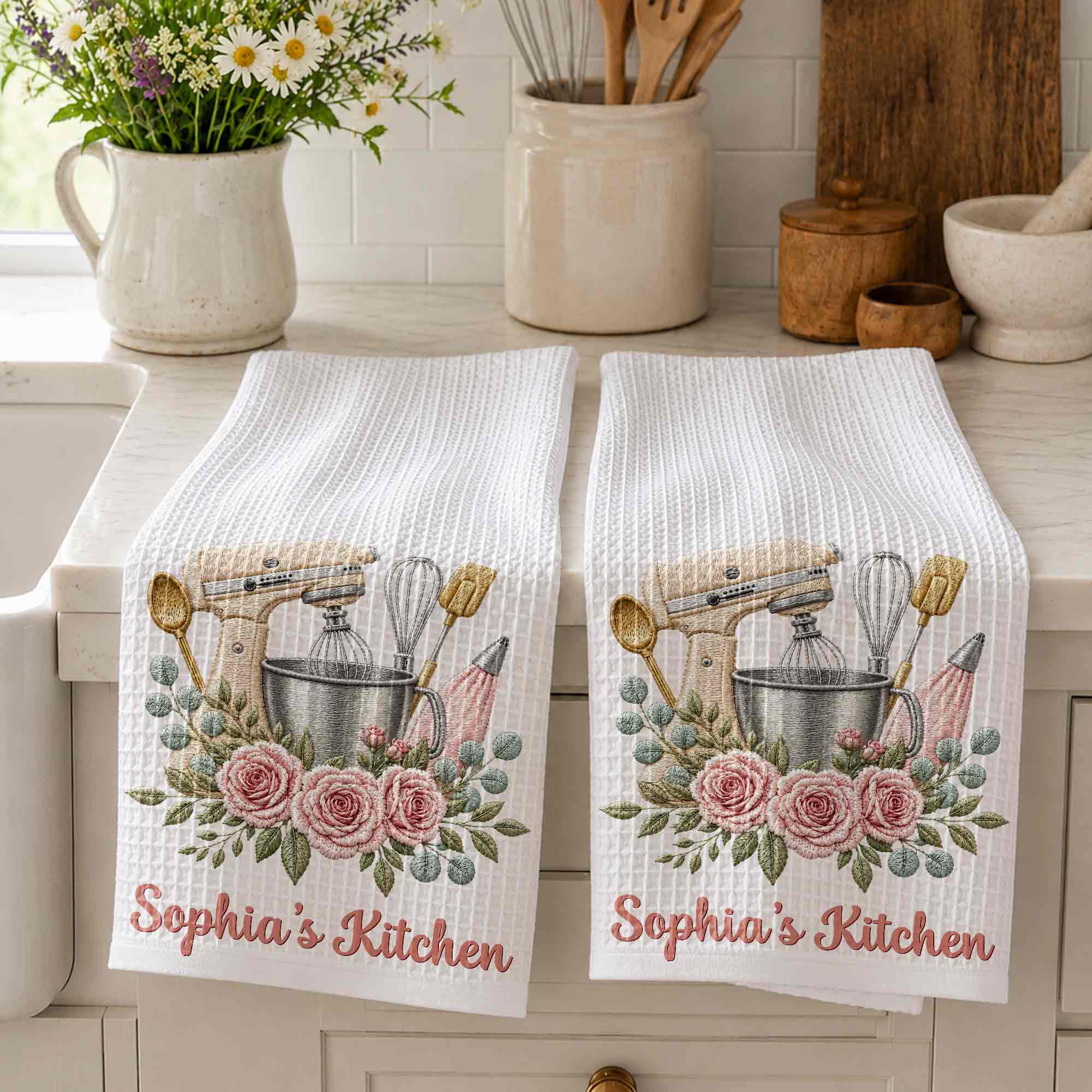 Personalized Kitchen Towel Custom Name Baking Gift for Mom Kitchen Towel GradoCreations