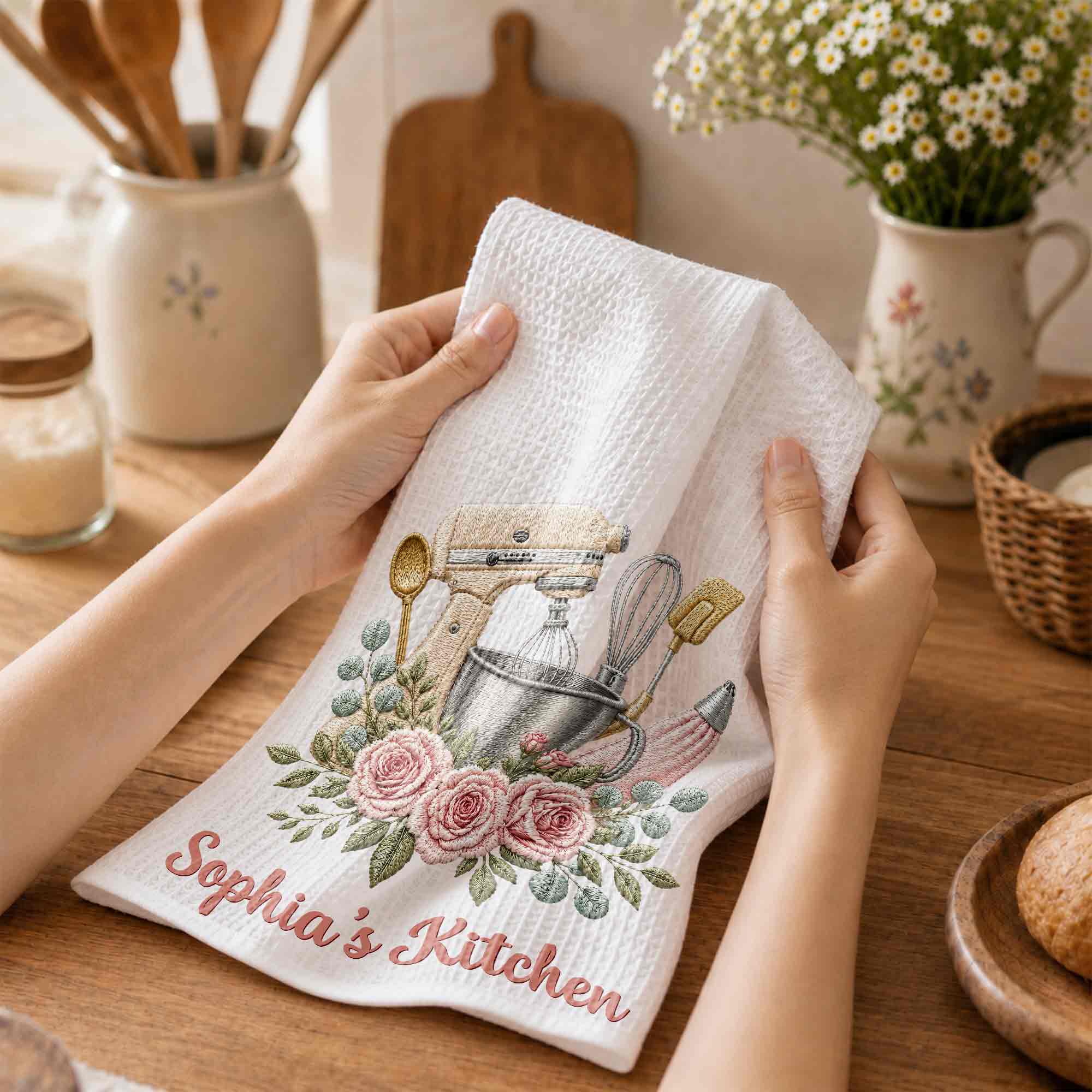 Personalized Kitchen Towel Custom Name Baking Gift for Mom Kitchen Towel GradoCreations