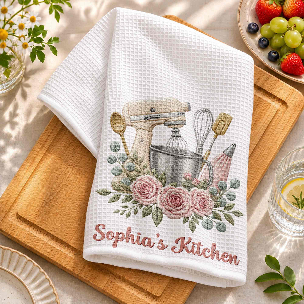 Personalized Kitchen Towel Custom Name Baking Gift for Mom Kitchen Towel GradoCreations