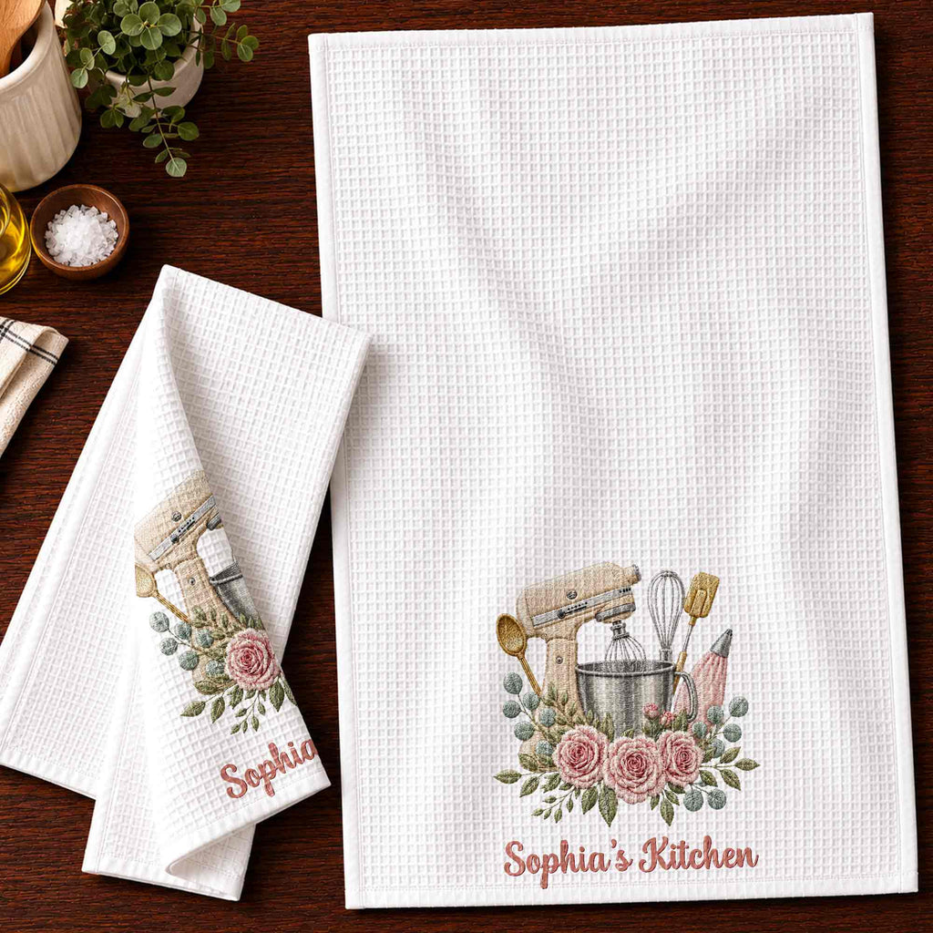 Personalized Kitchen Towel Custom Name Baking Gift for Mom Kitchen Towel GradoCreations
