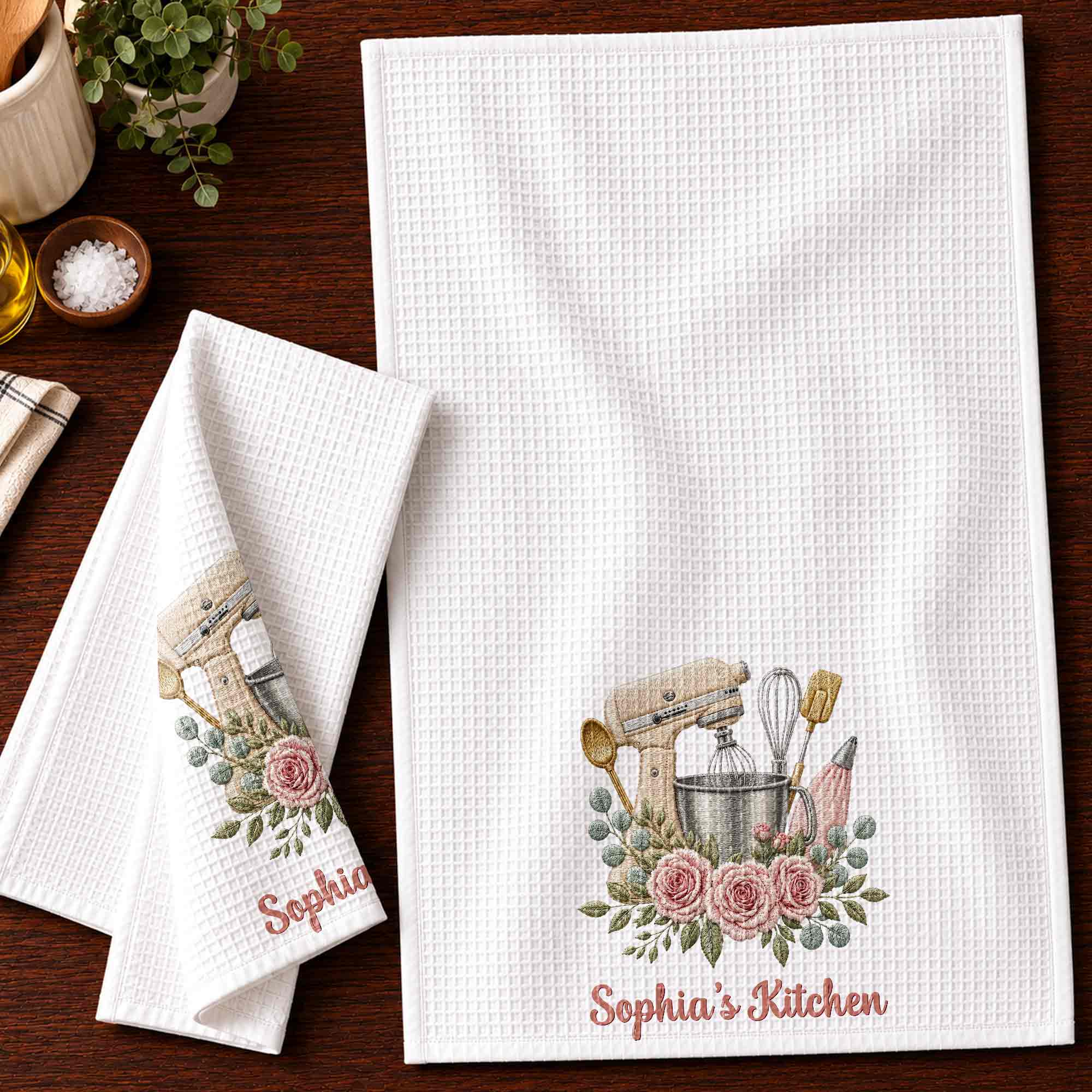 Personalized Kitchen Towel Custom Name Baking Gift for Mom Kitchen Towel GradoCreations