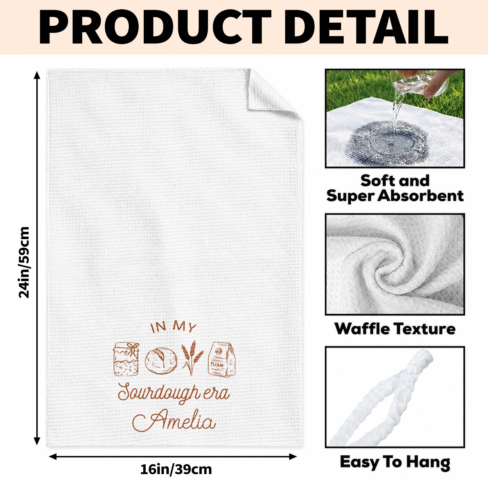 Personalized Kitchen Towel Custom Name Baking Gift for Him/Her Kitchen Towel GradoCreations