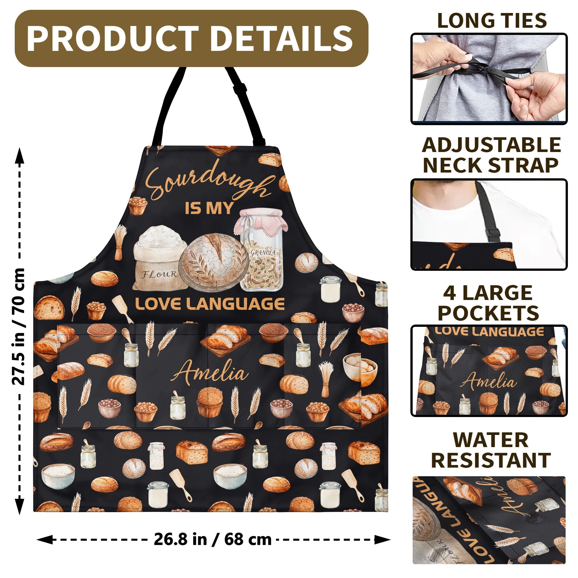 Personalized Apron Sourdough Love Language Custom Gift for Her Apron GradoCreations