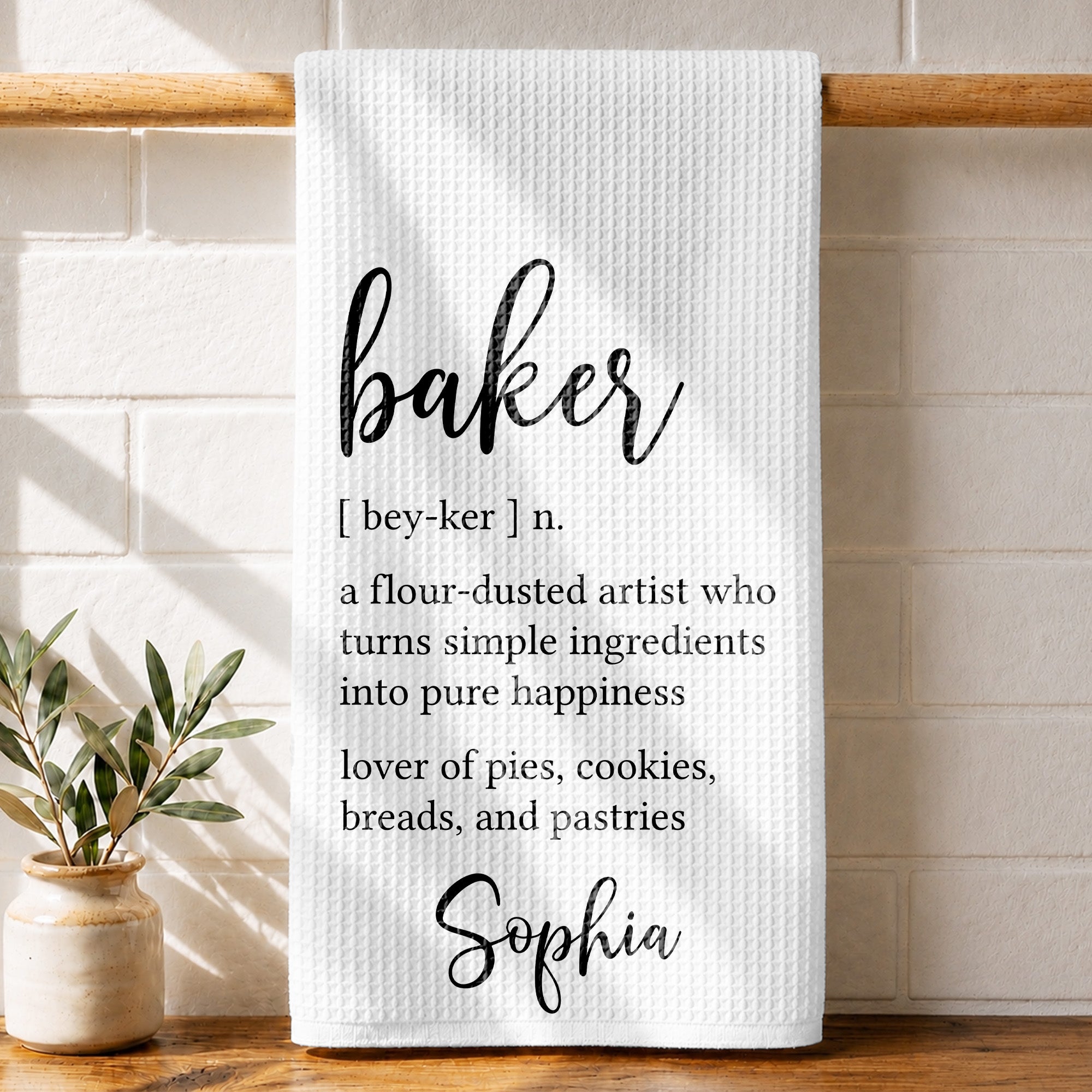 Personalized Kitchen Towel Custom Baker Definition Gift Kitchen Towel GradoCreations