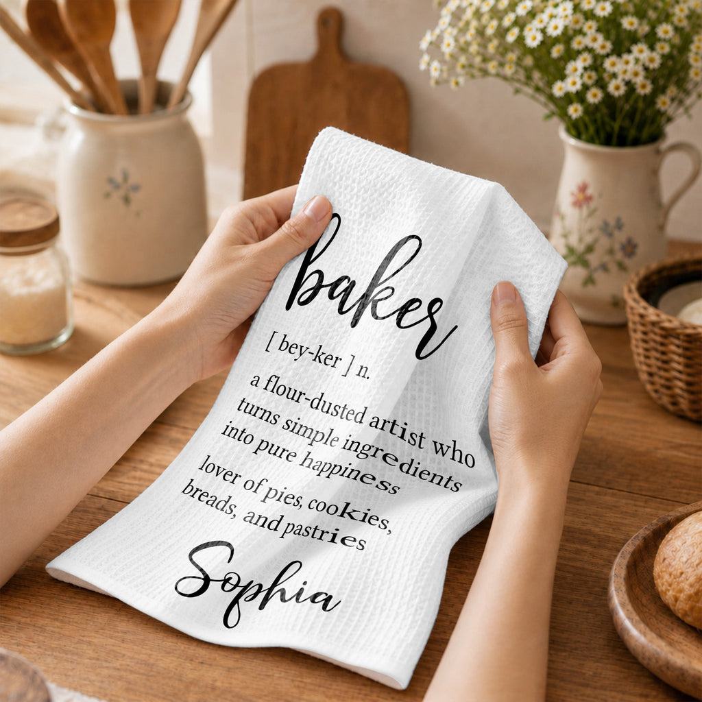 Personalized Kitchen Towel Custom Baker Definition Gift Kitchen Towel GradoCreations