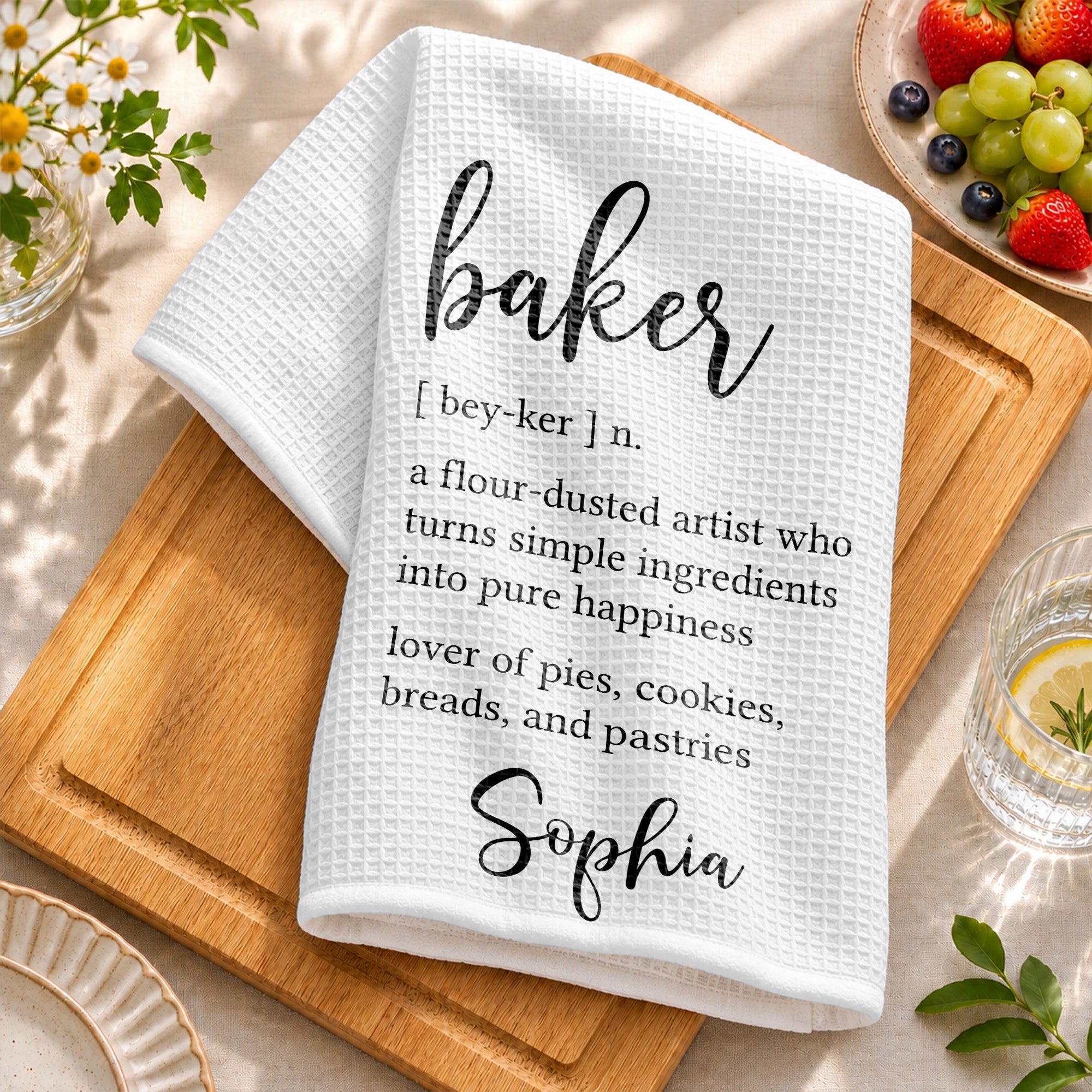 Personalized Kitchen Towel Custom Baker Definition Gift Kitchen Towel GradoCreations