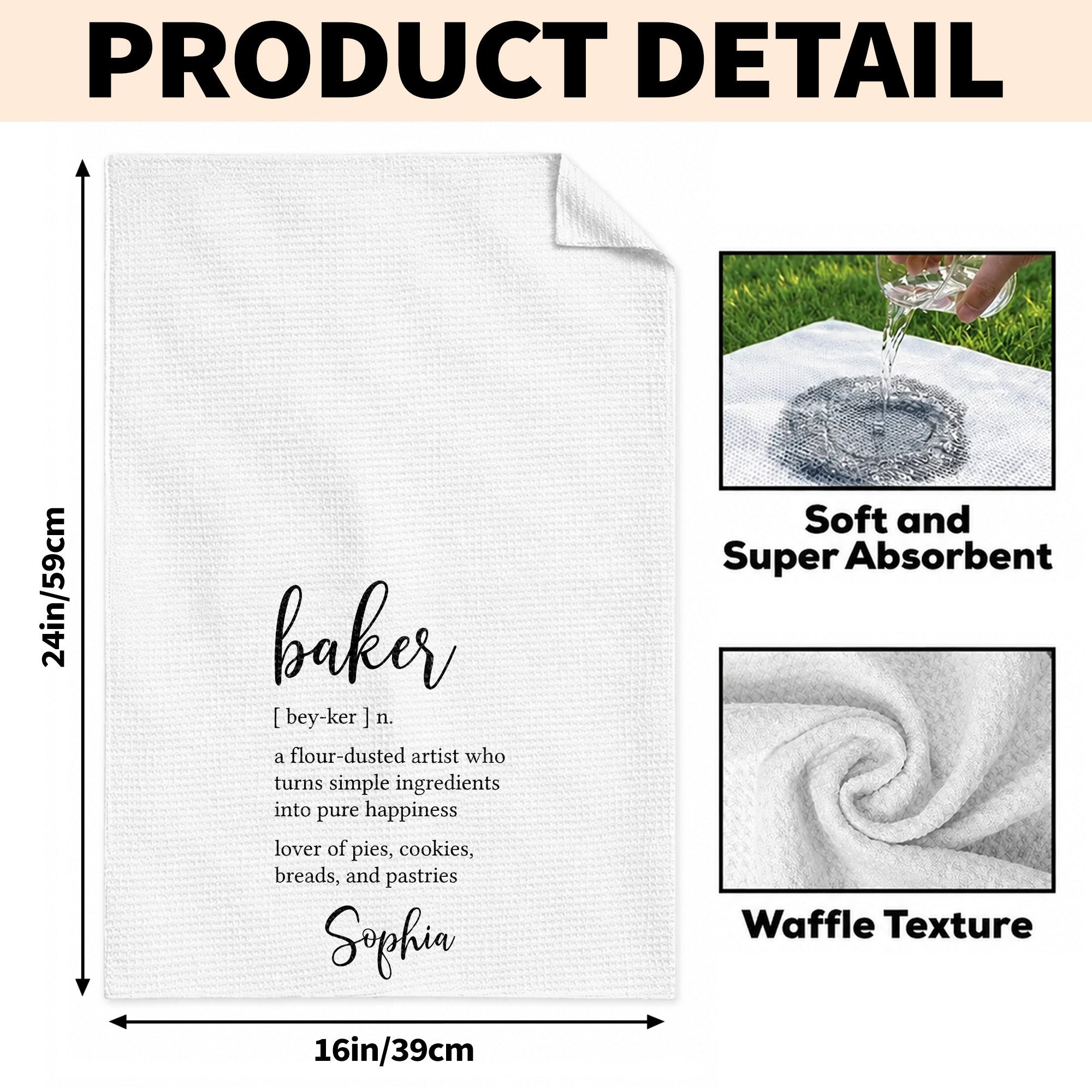 Personalized Kitchen Towel Custom Baker Definition Gift Kitchen Towel GradoCreations