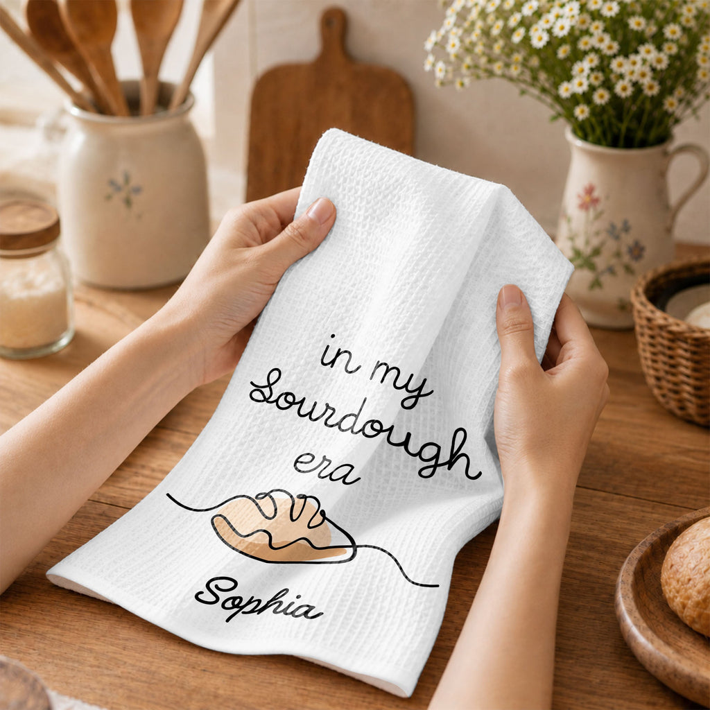 Personalized Minimalist Bread Art Kitchen Towel Gift for Bakers Kitchen Towel GradoCreations