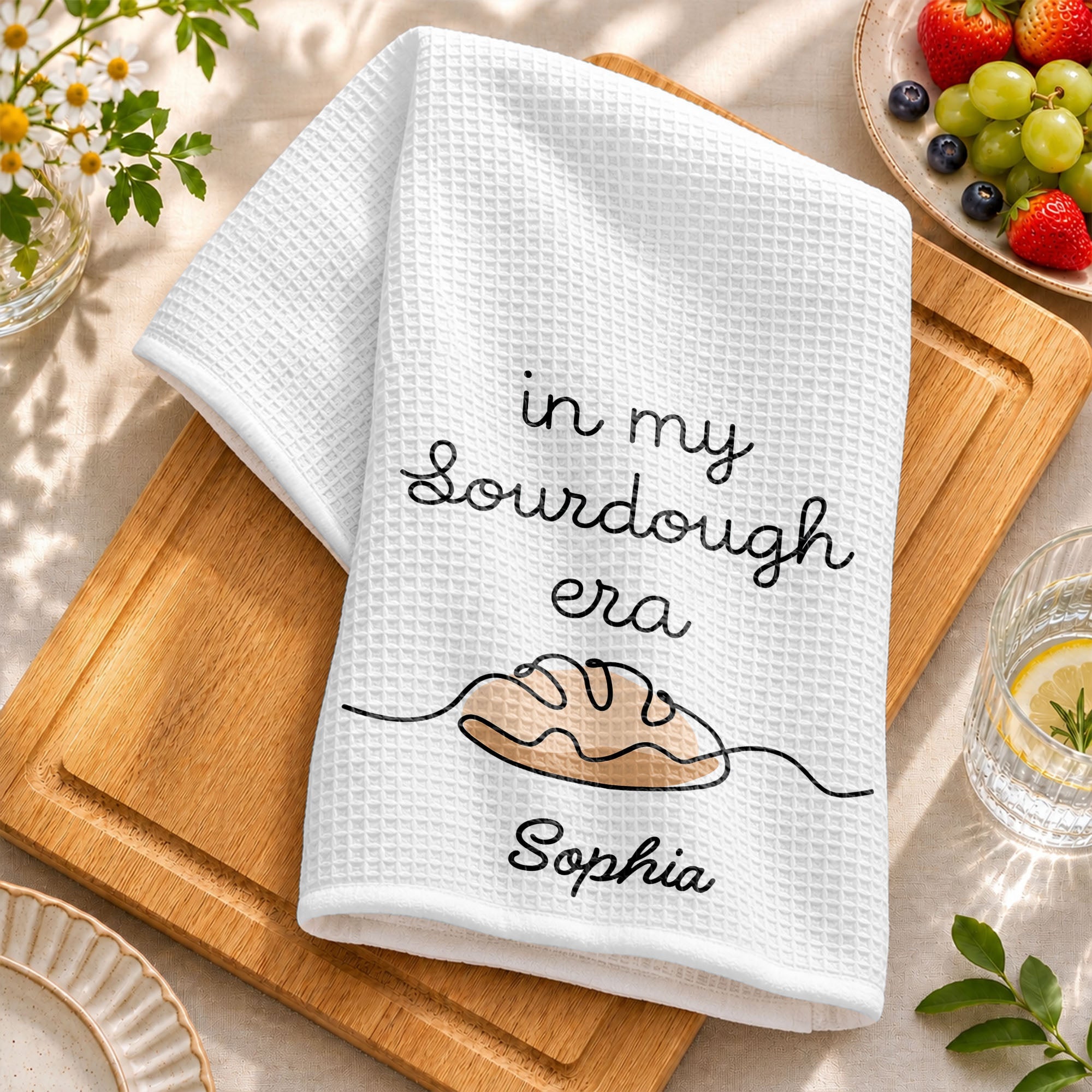 Personalized Minimalist Bread Art Kitchen Towel Gift for Bakers Kitchen Towel GradoCreations