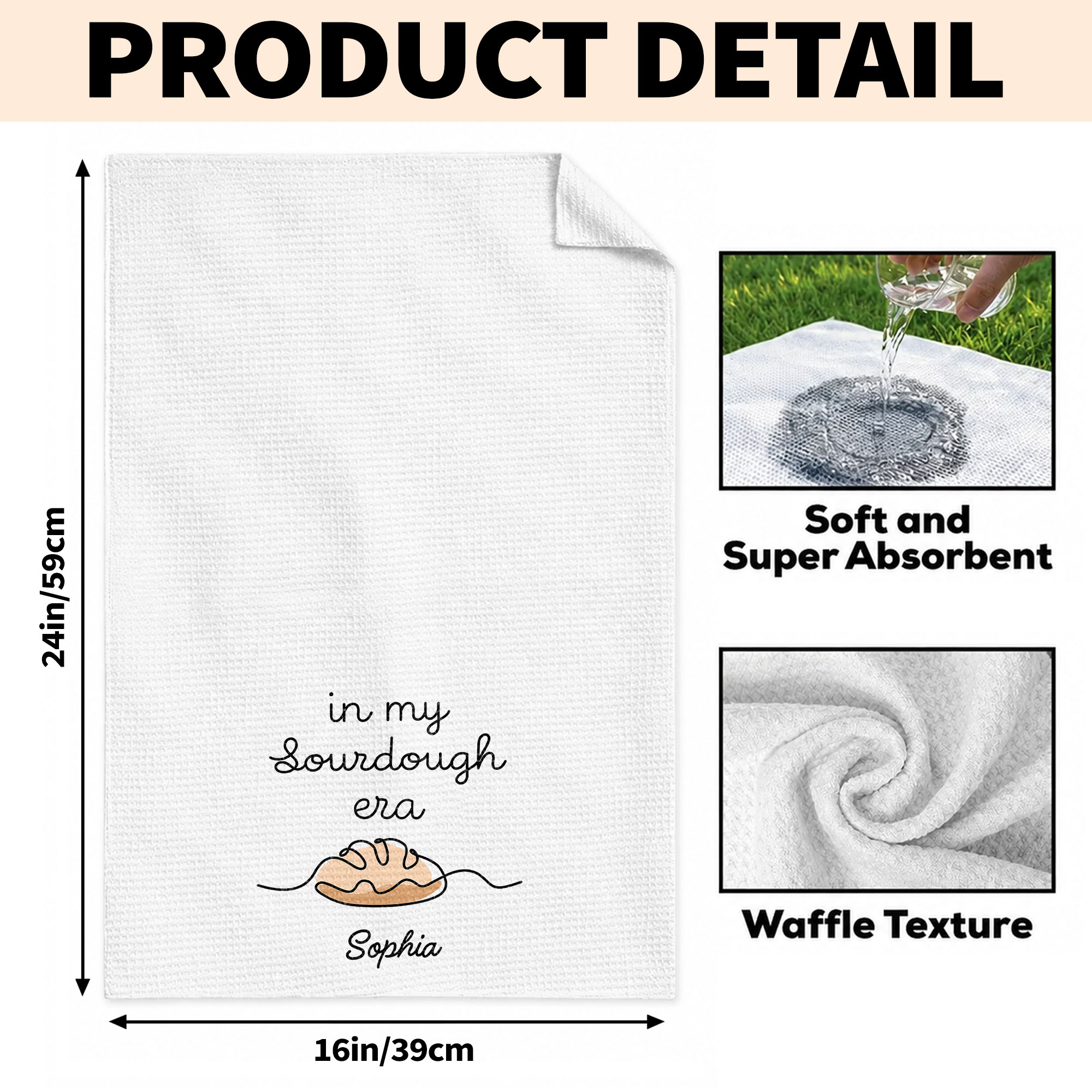 Personalized Minimalist Bread Art Kitchen Towel Gift for Bakers Kitchen Towel GradoCreations