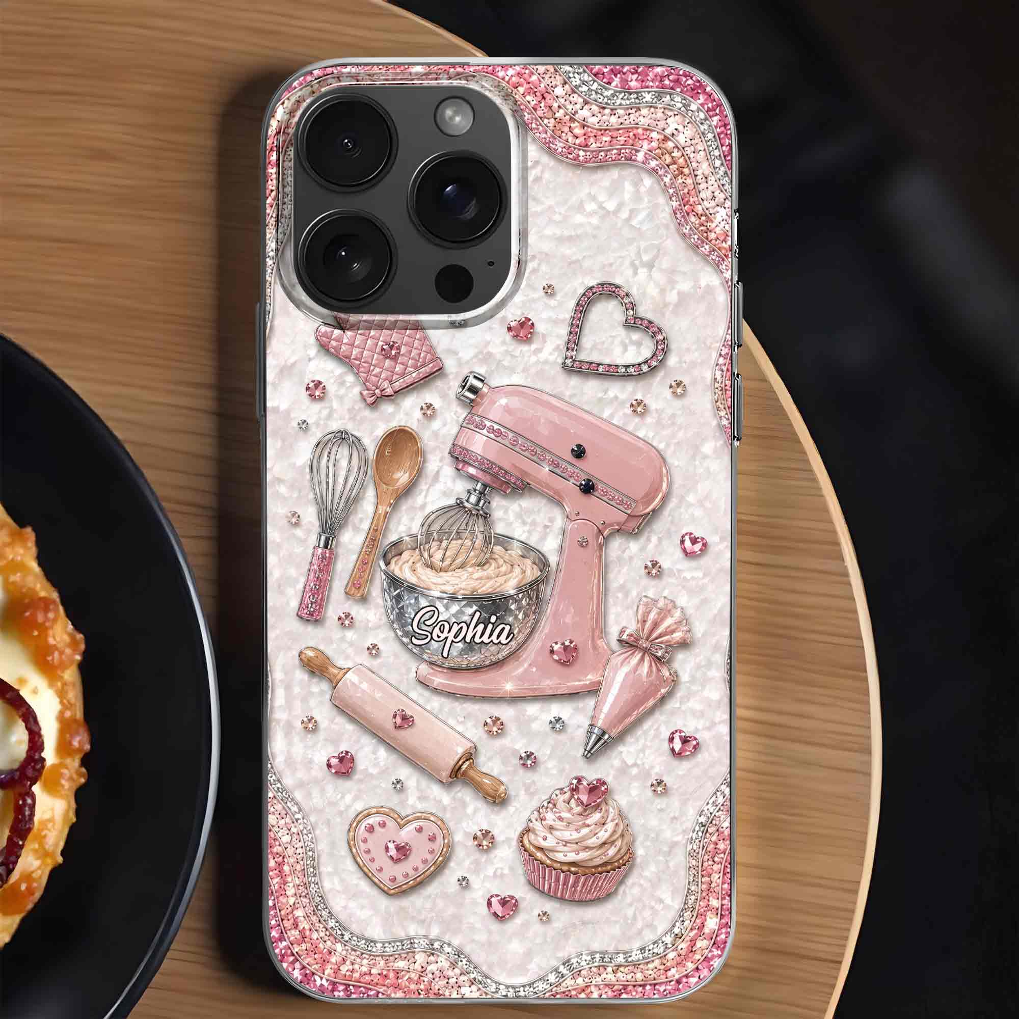 Personalized Clear Phone Case for Baking Lovers Custom Name Gift Clear Phone Case GradoCreations