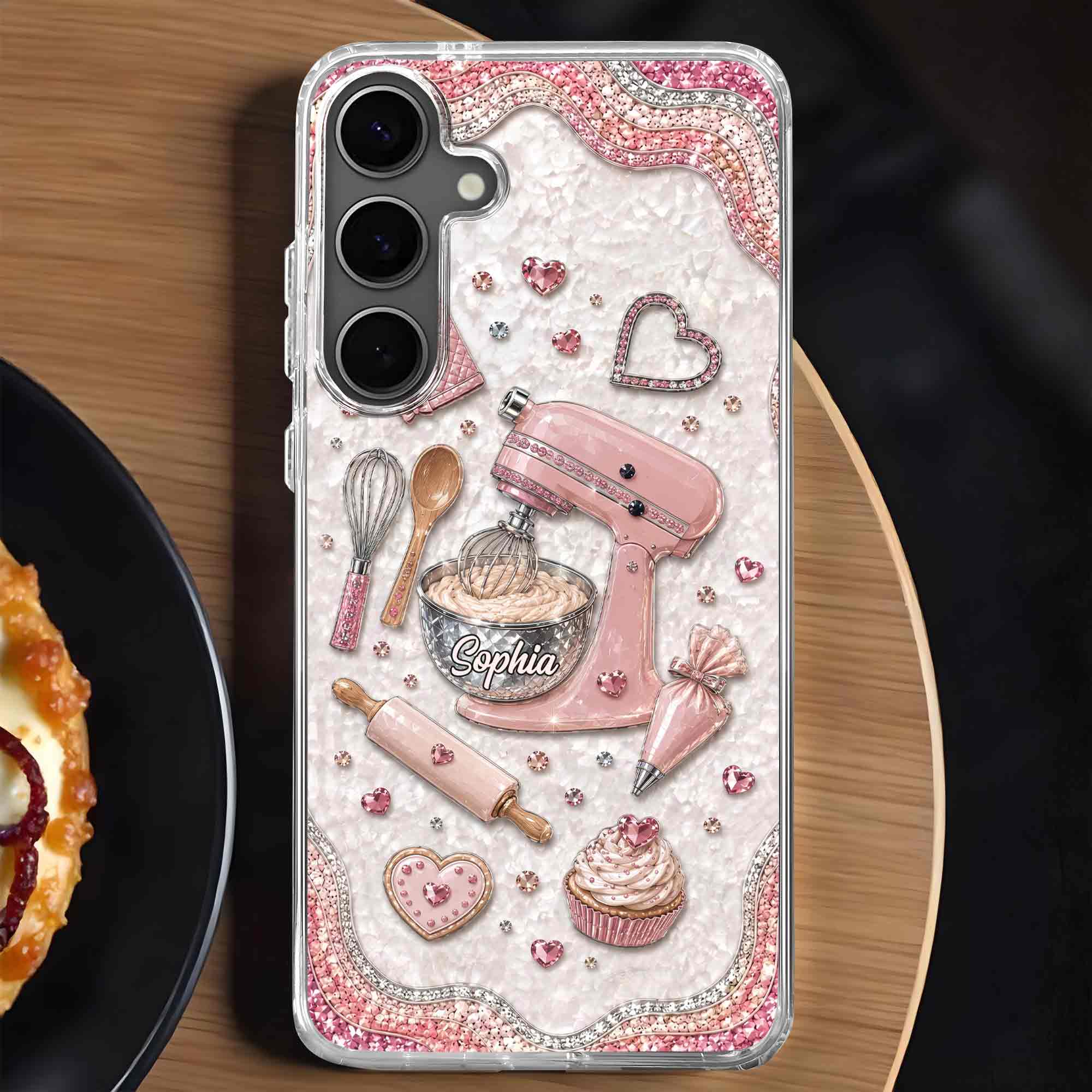 Personalized Clear Phone Case for Baking Lovers Custom Name Gift Clear Phone Case GradoCreations