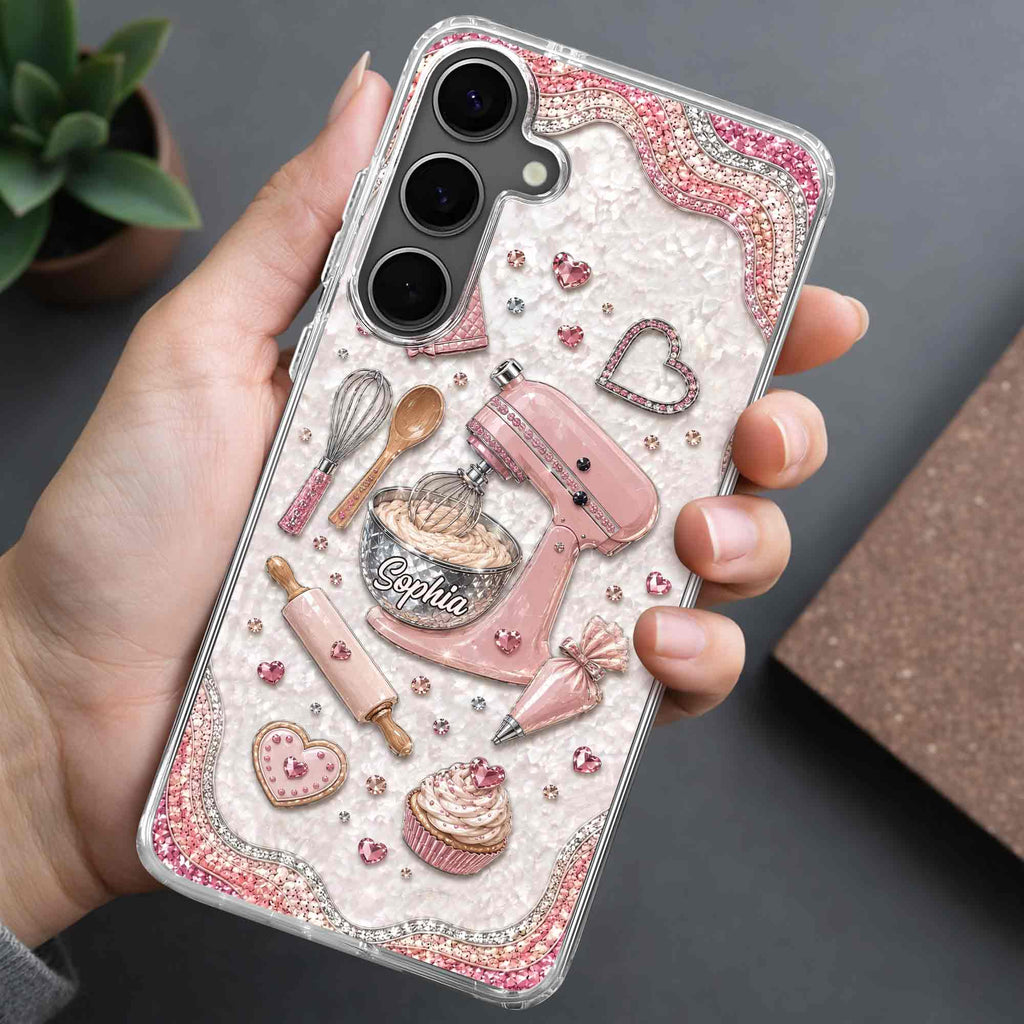 Personalized Clear Phone Case for Baking Lovers Custom Name Gift Clear Phone Case GradoCreations