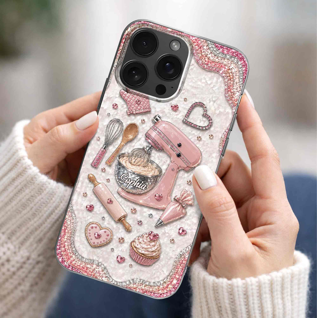 Personalized Clear Phone Case for Baking Lovers Custom Name Gift Clear Phone Case GradoCreations