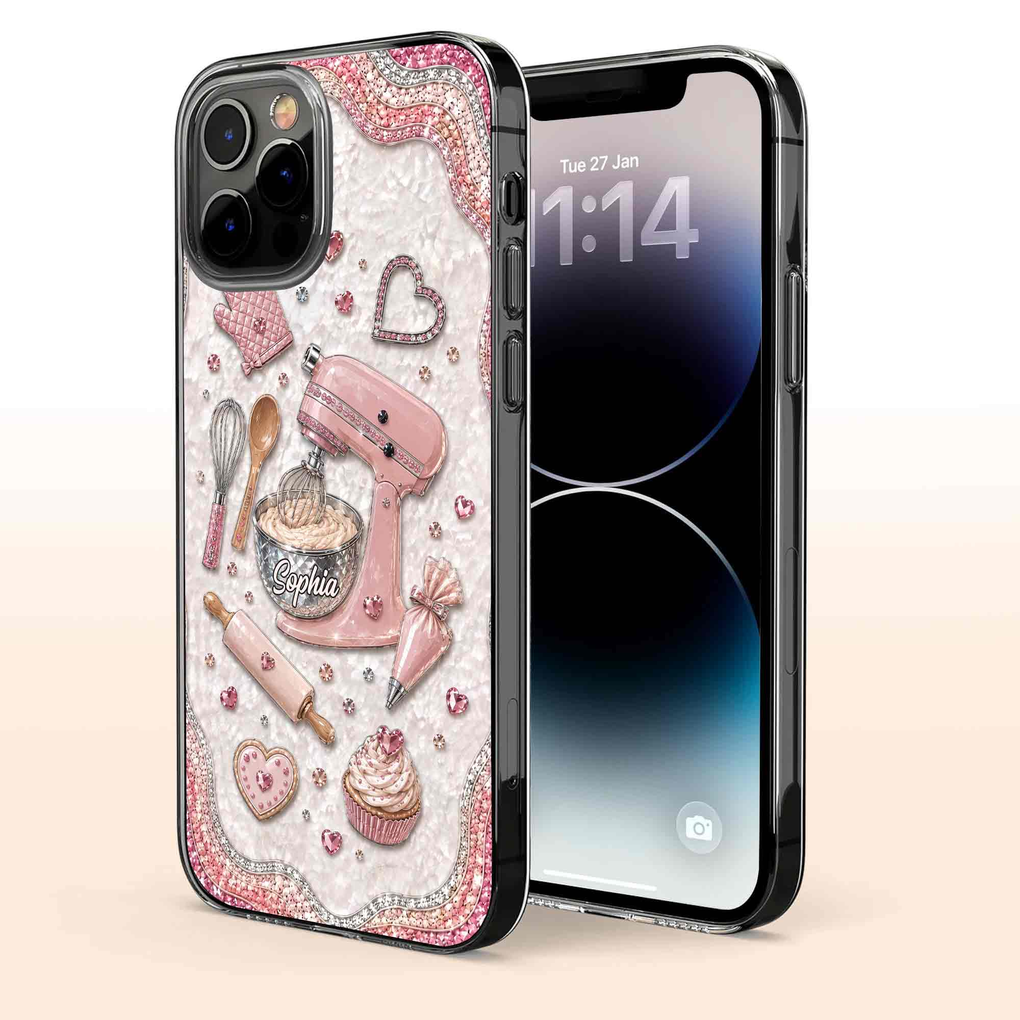 Personalized Clear Phone Case for Baking Lovers Custom Name Gift Clear Phone Case GradoCreations
