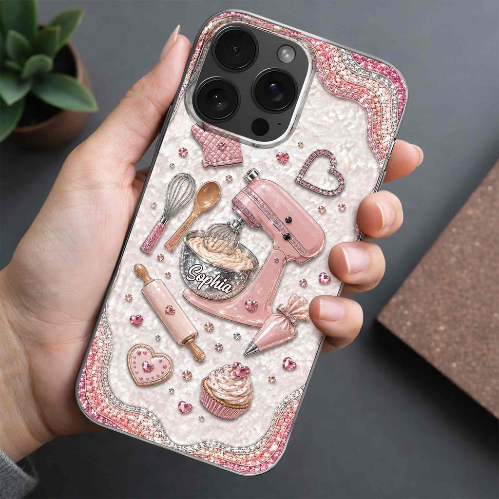 Personalized Clear Phone Case for Baking Lovers Custom Name Gift Clear Phone Case GradoCreations