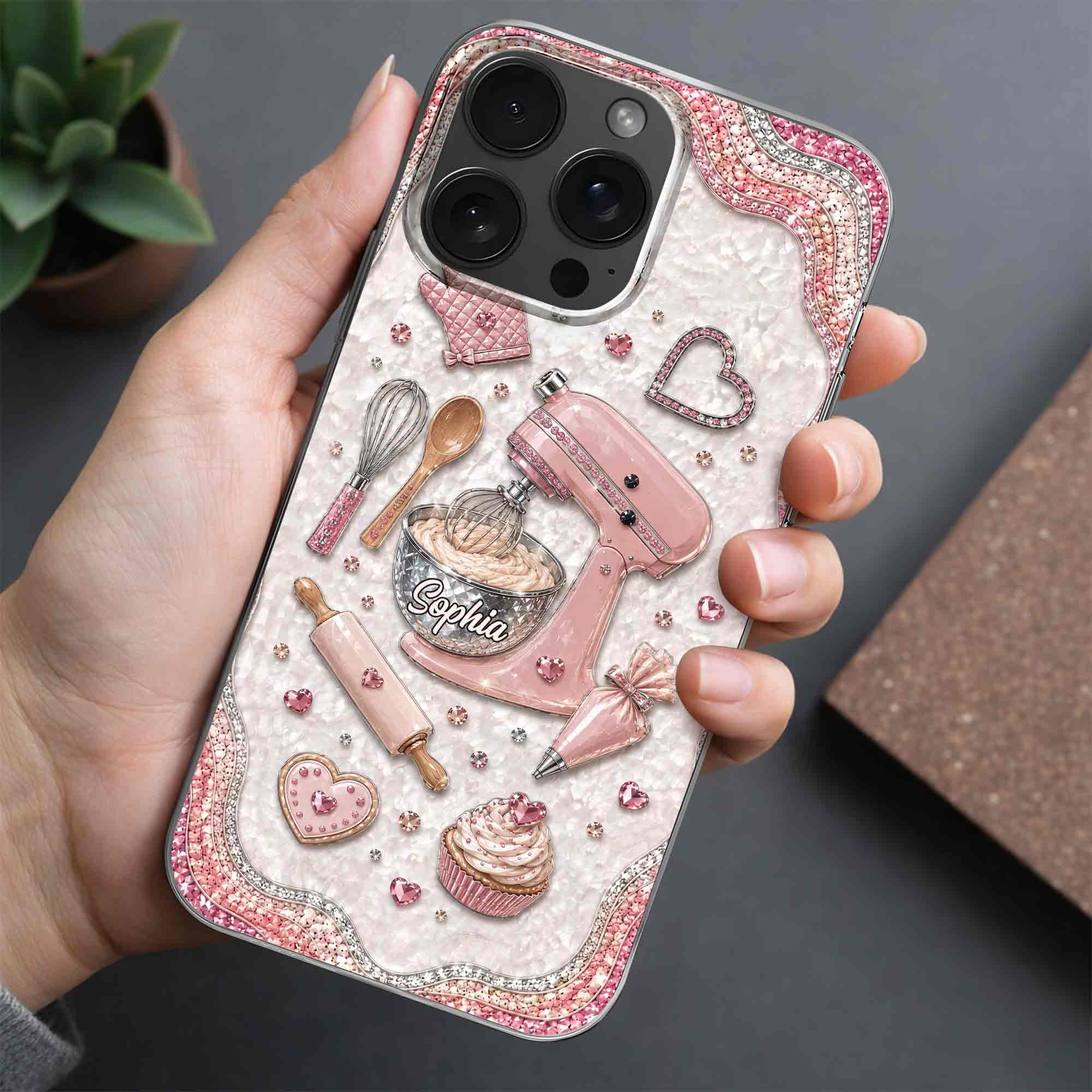 Personalized Clear Phone Case for Baking Lovers Custom Name Gift Clear Phone Case GradoCreations