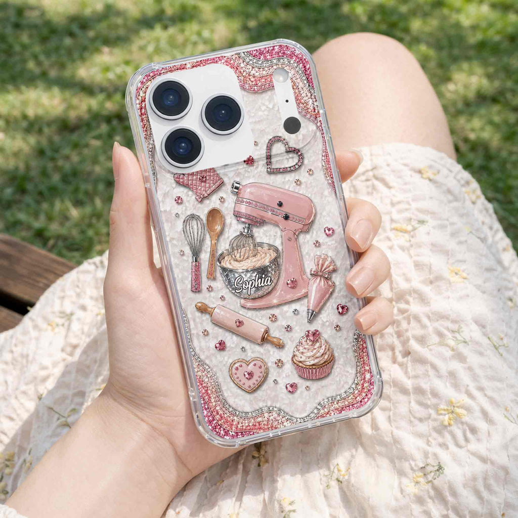 Personalized Clear Phone Case for Baking Lovers Custom Name Gift Clear Phone Case GradoCreations