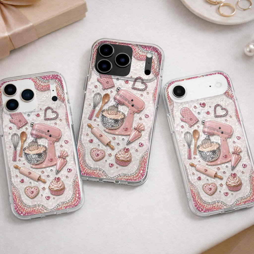 Personalized Clear Phone Case for Baking Lovers Custom Name Gift Clear Phone Case GradoCreations