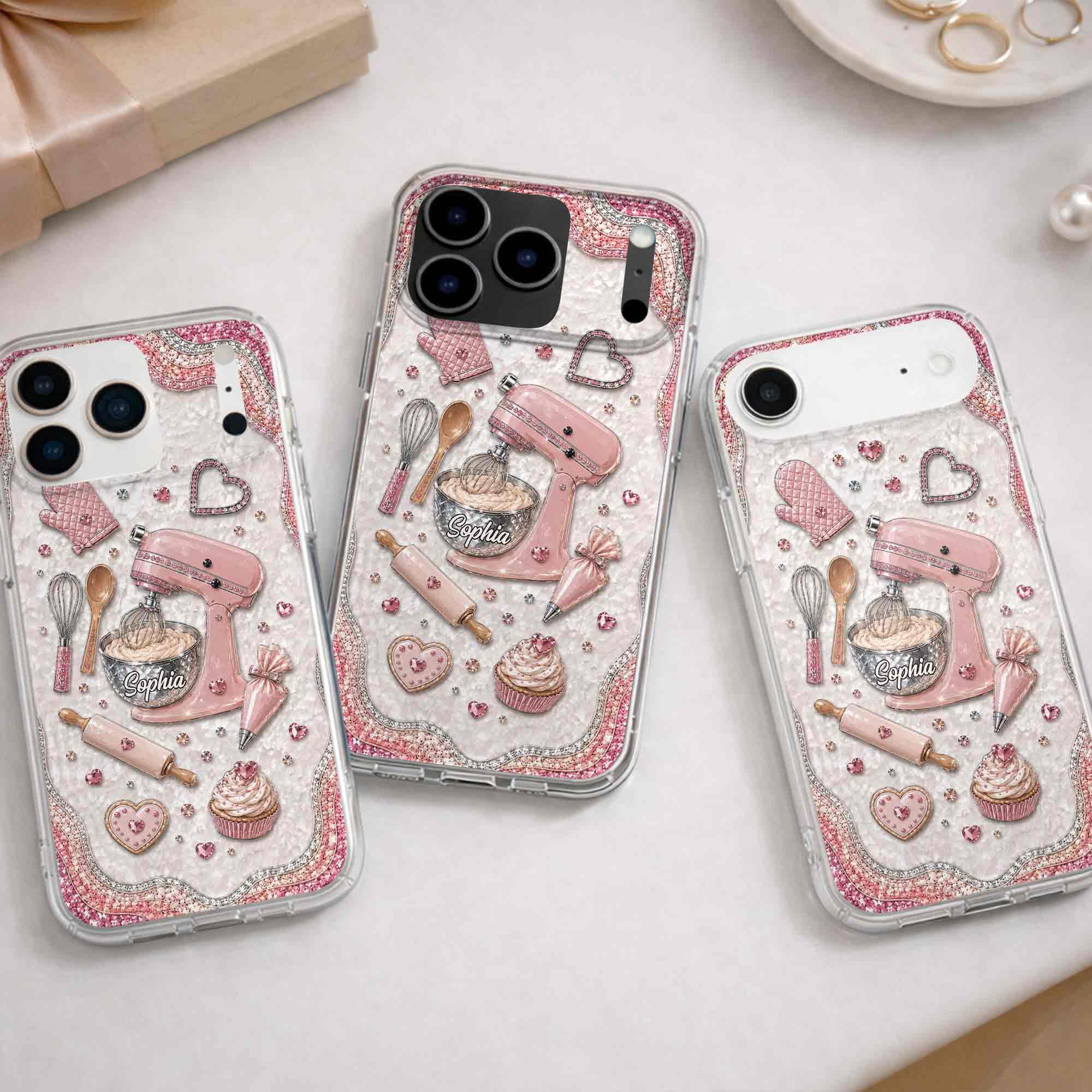 Personalized Clear Phone Case for Baking Lovers Custom Name Gift Clear Phone Case GradoCreations