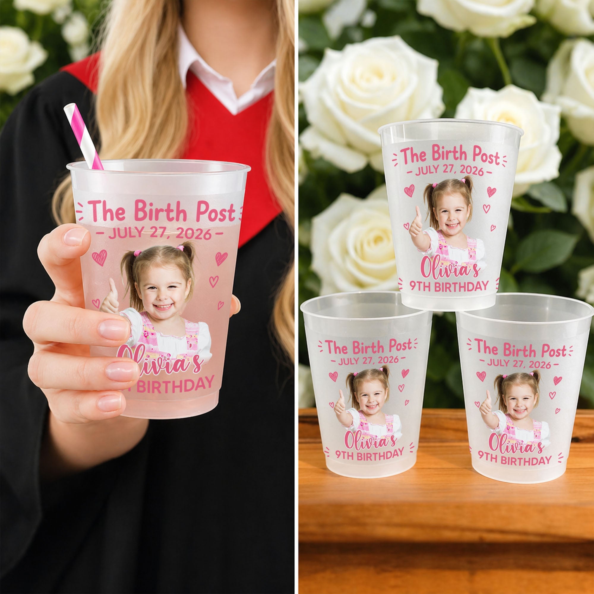 Personalized Frosted Cups Custom Photo Gift for Birthday Frosted Cups GradoCreations